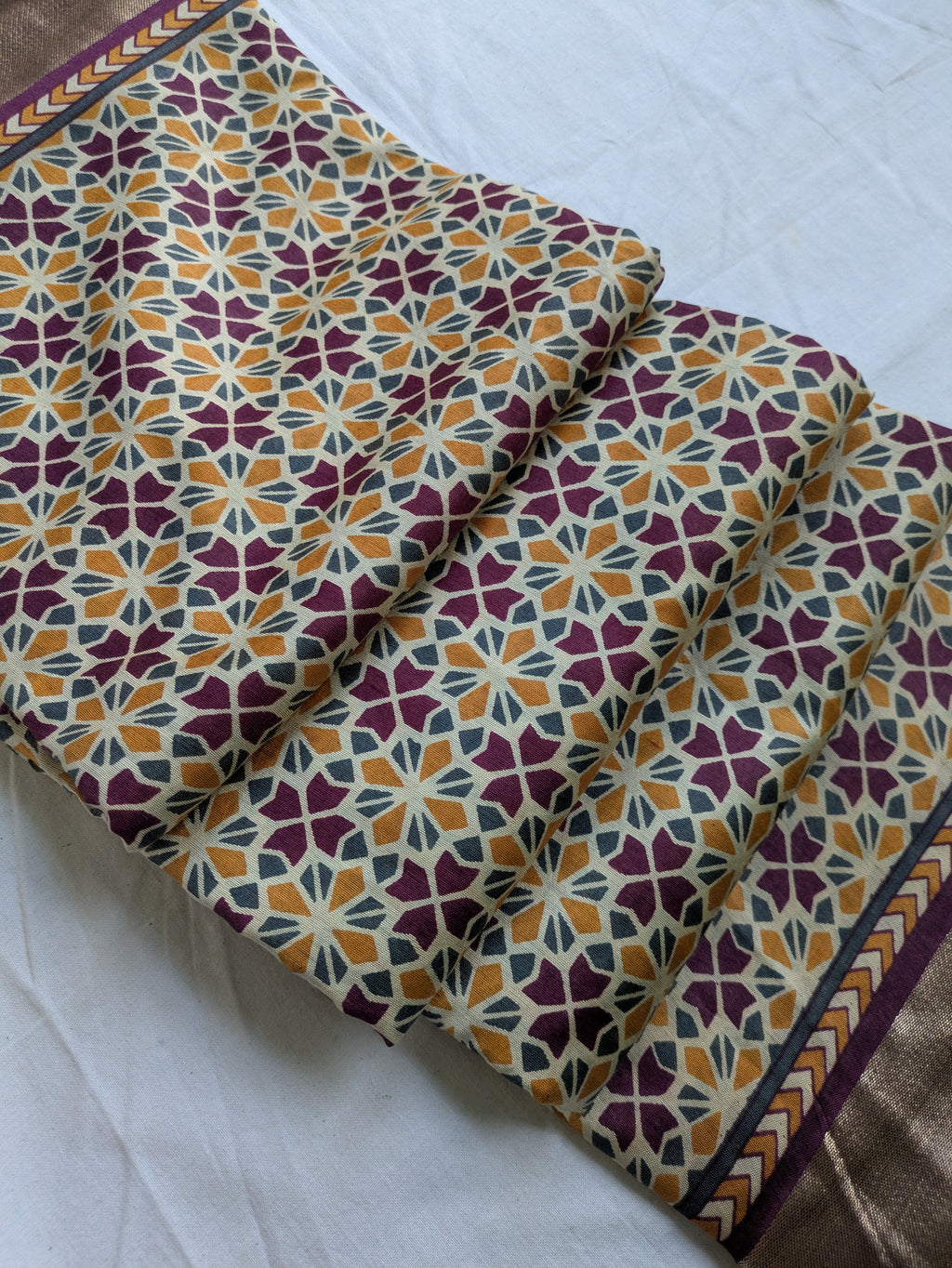 Ajrak Print Sari with Blouse Piece