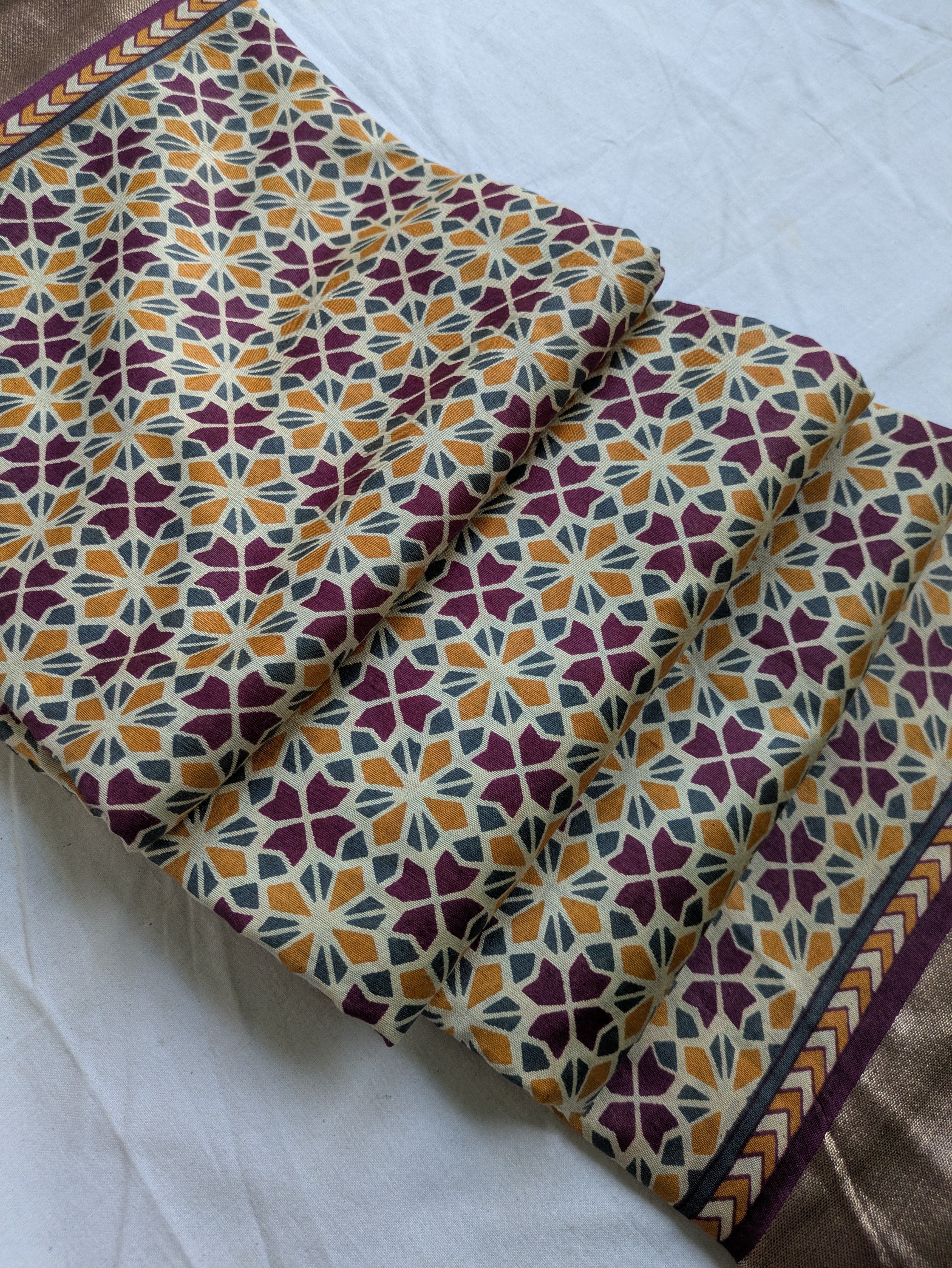 Ajrak Print Sari with Blouse Piece