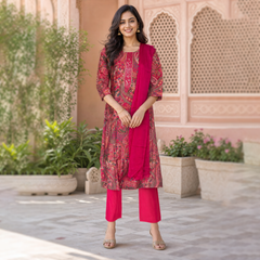 Pink Paisley Three Piece Kurti