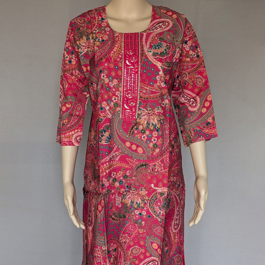Pink Paisley Three Piece Kurti