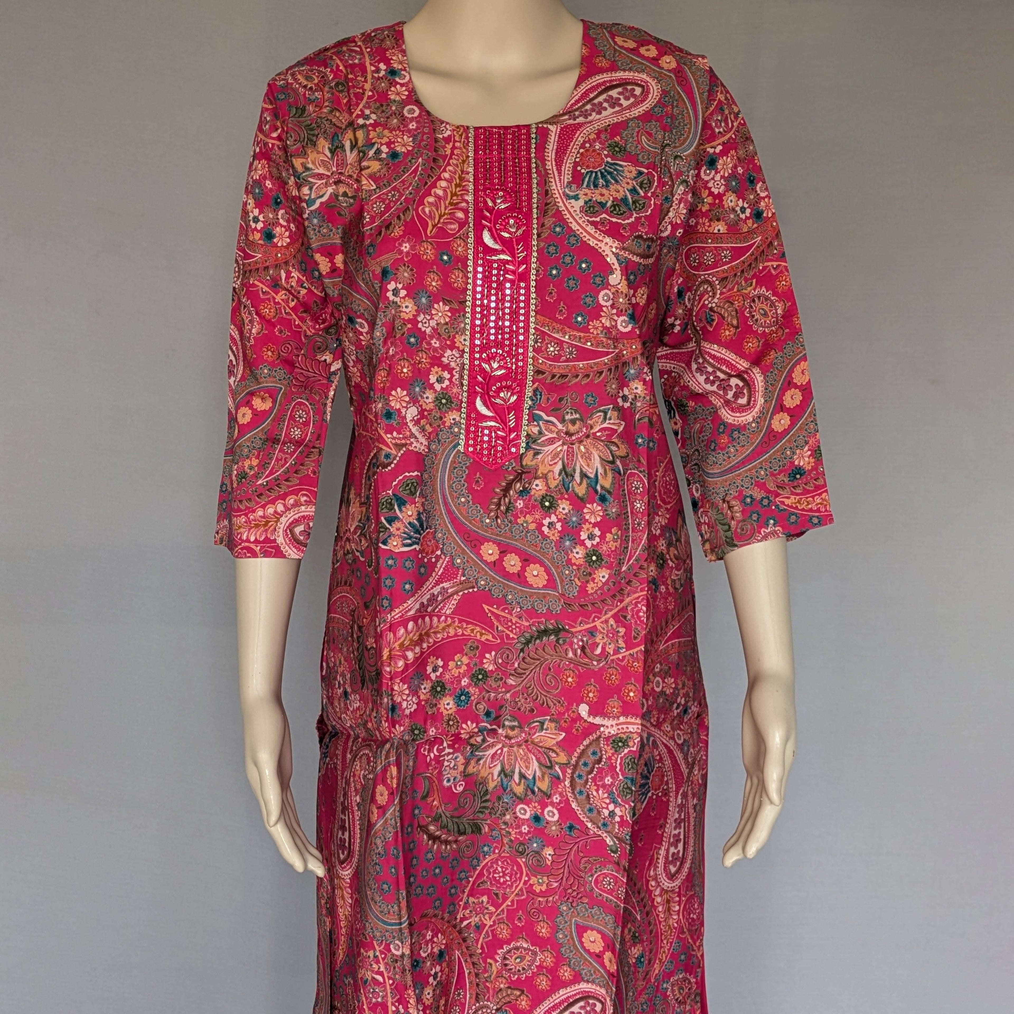 Pink Paisley Three Piece Kurti