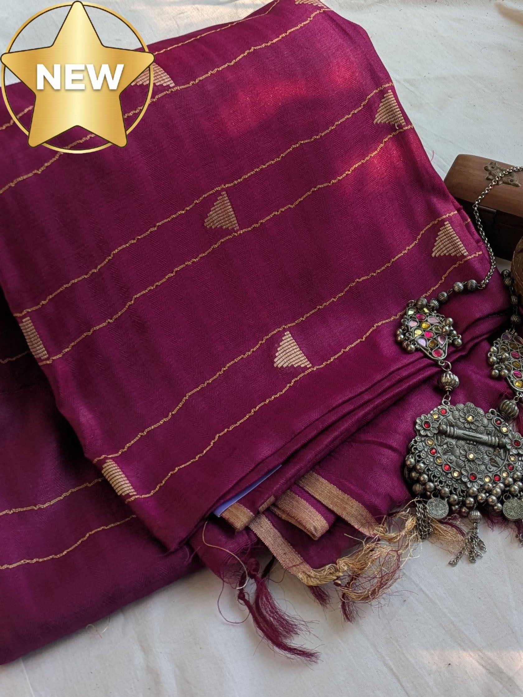 Dark Purple Bhagalpuri Sari