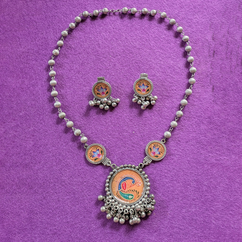 Rajasthani Oxidized Necklace with Earrings
