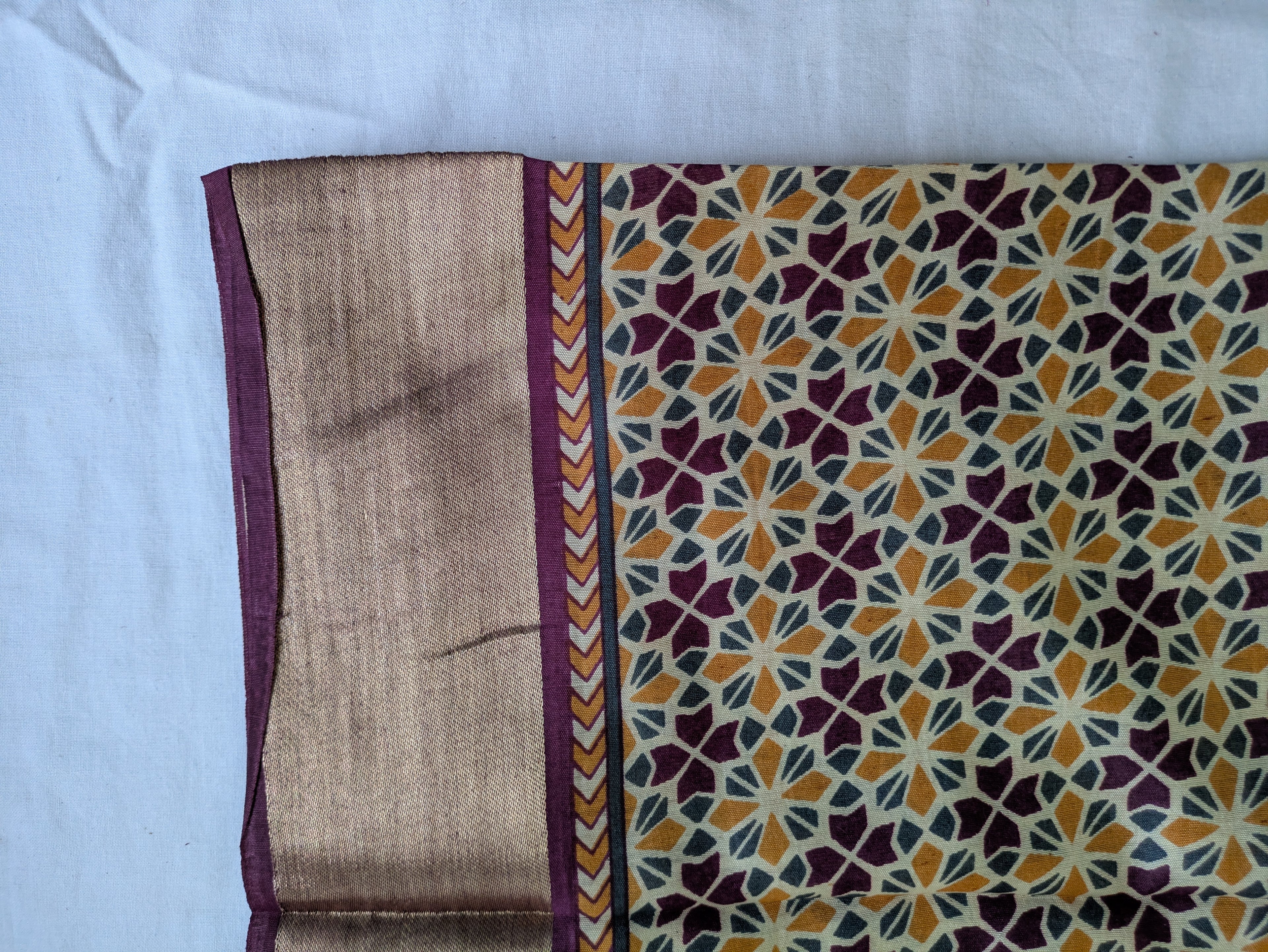 Ajrak Print Sari with Blouse Piece