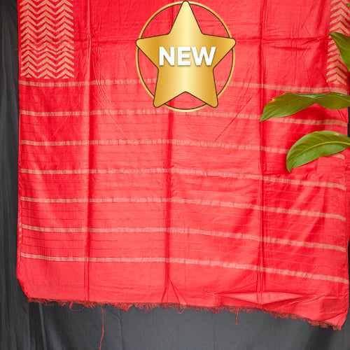 Red fabric with gold star and 'NEW' label on a black background