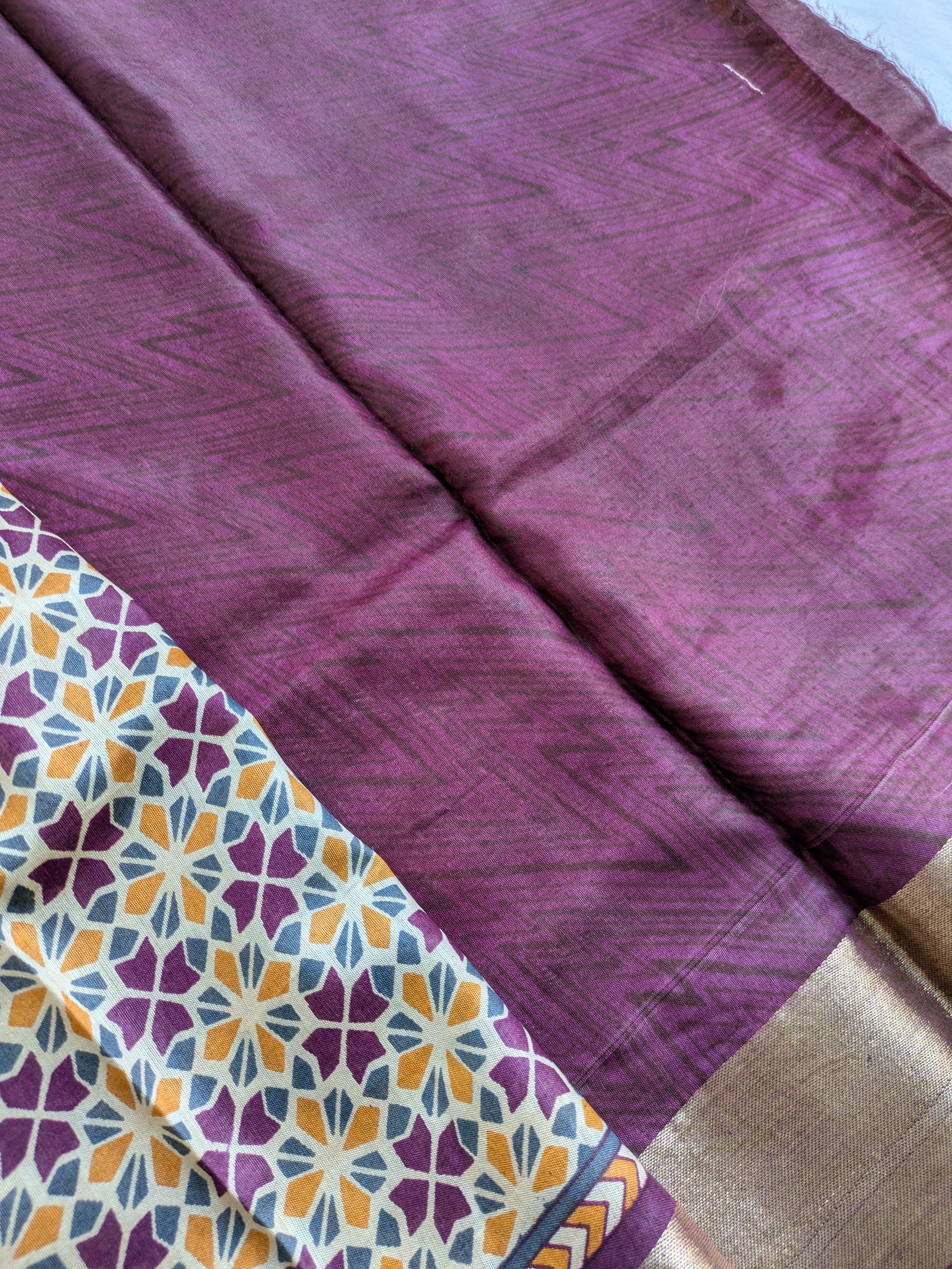 Ajrak Print Sari with Blouse Piece
