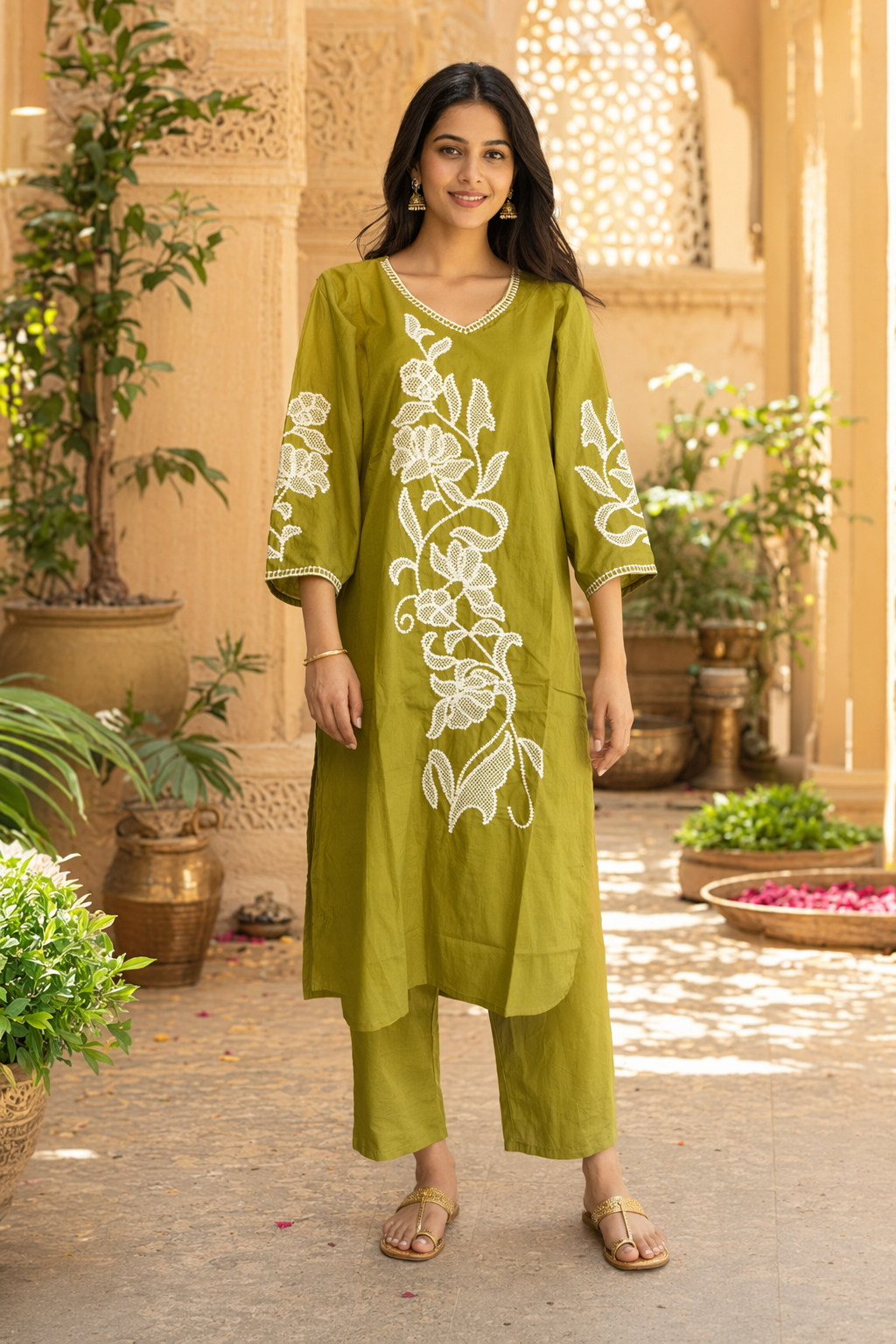 Three Piece Kurti Light Green