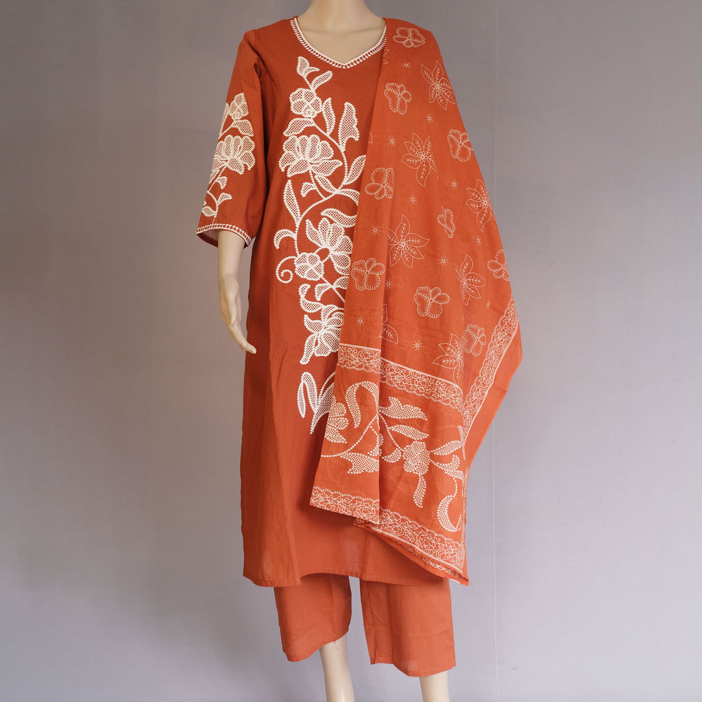 Three Piece Kurti Rust Colour
