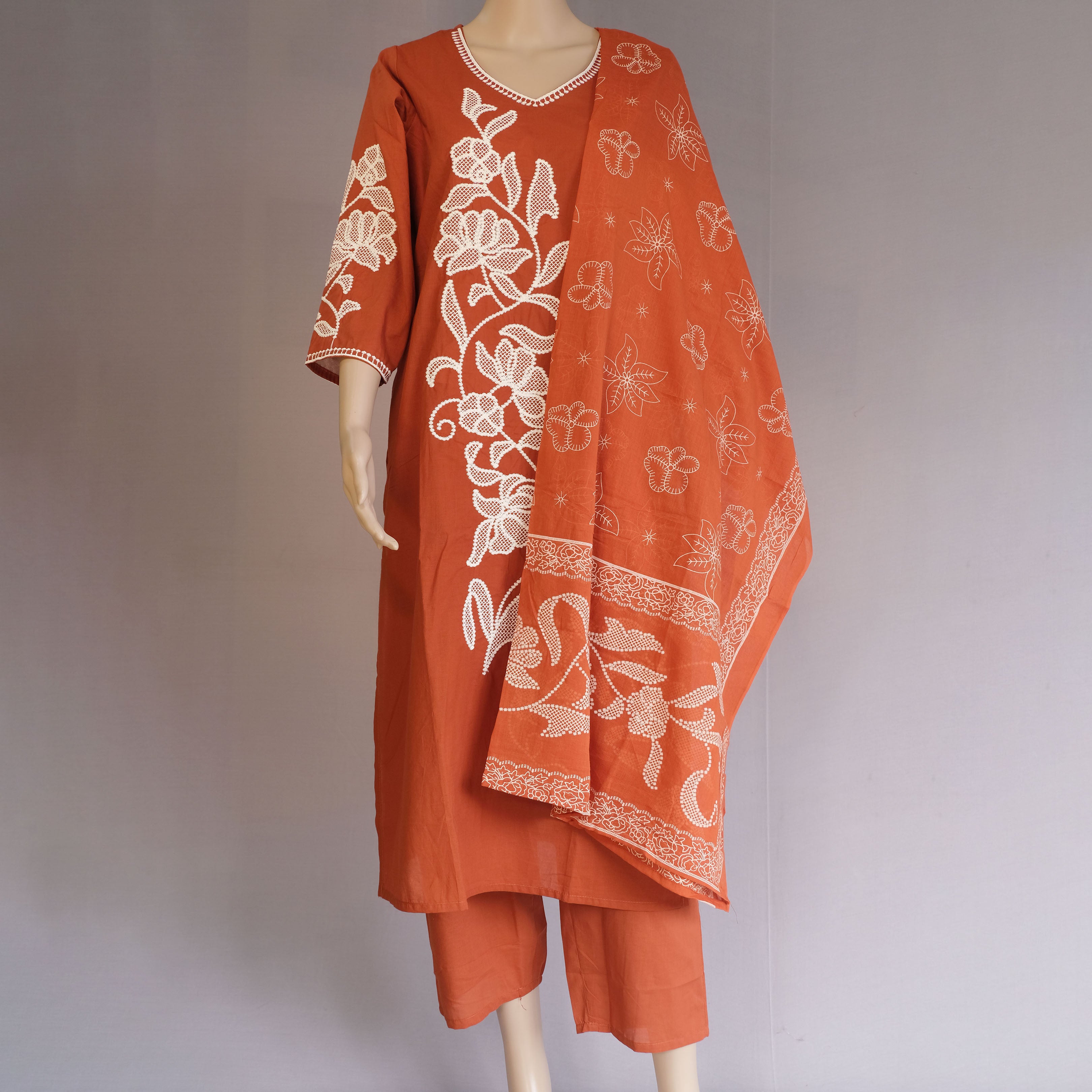 Three Piece Kurti Rust Colour
