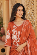 Three Piece Kurti Rust Colour
