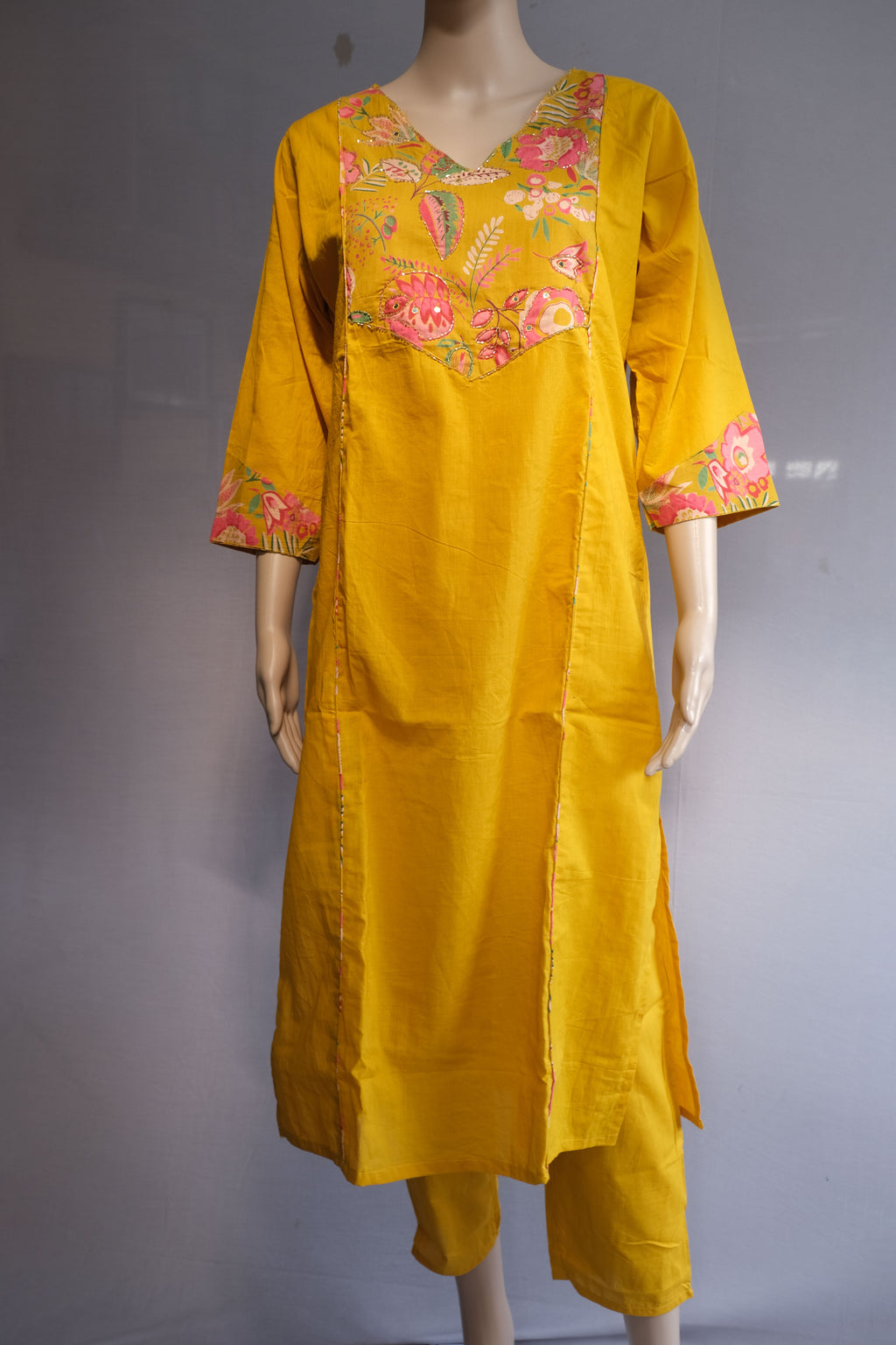 Three Piece Kurti Yellow