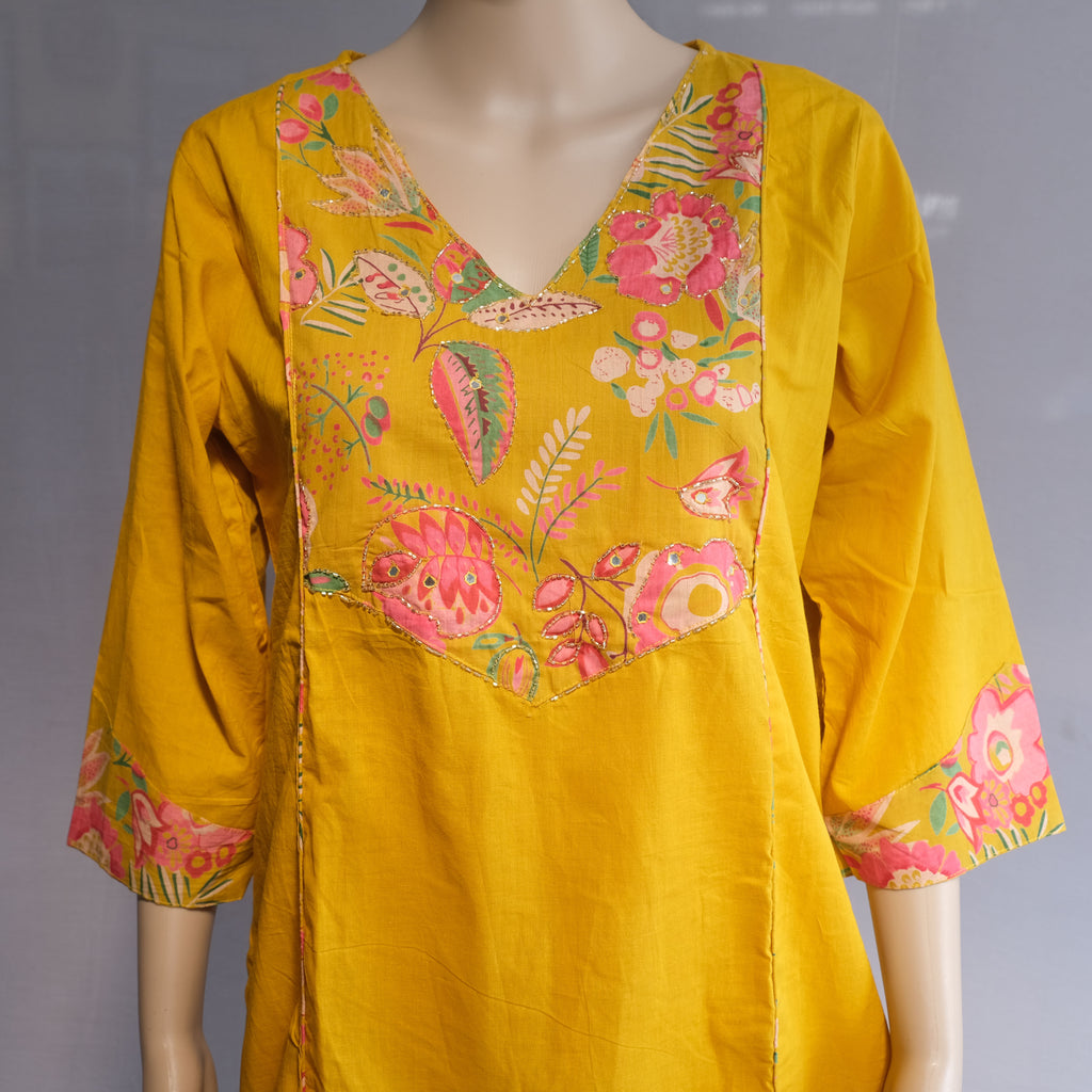 Three Piece Kurti Yellow