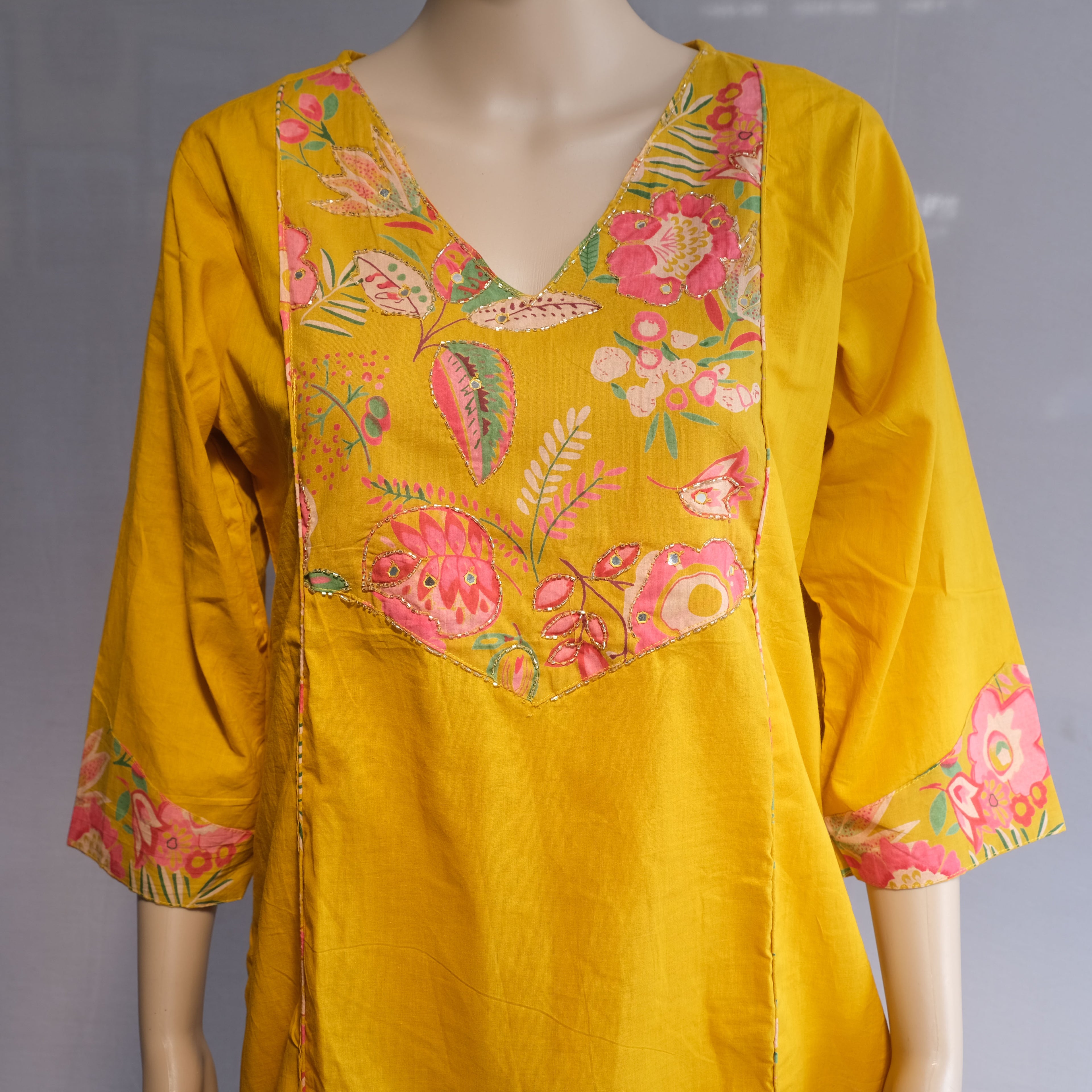 Three Piece Kurti Yellow