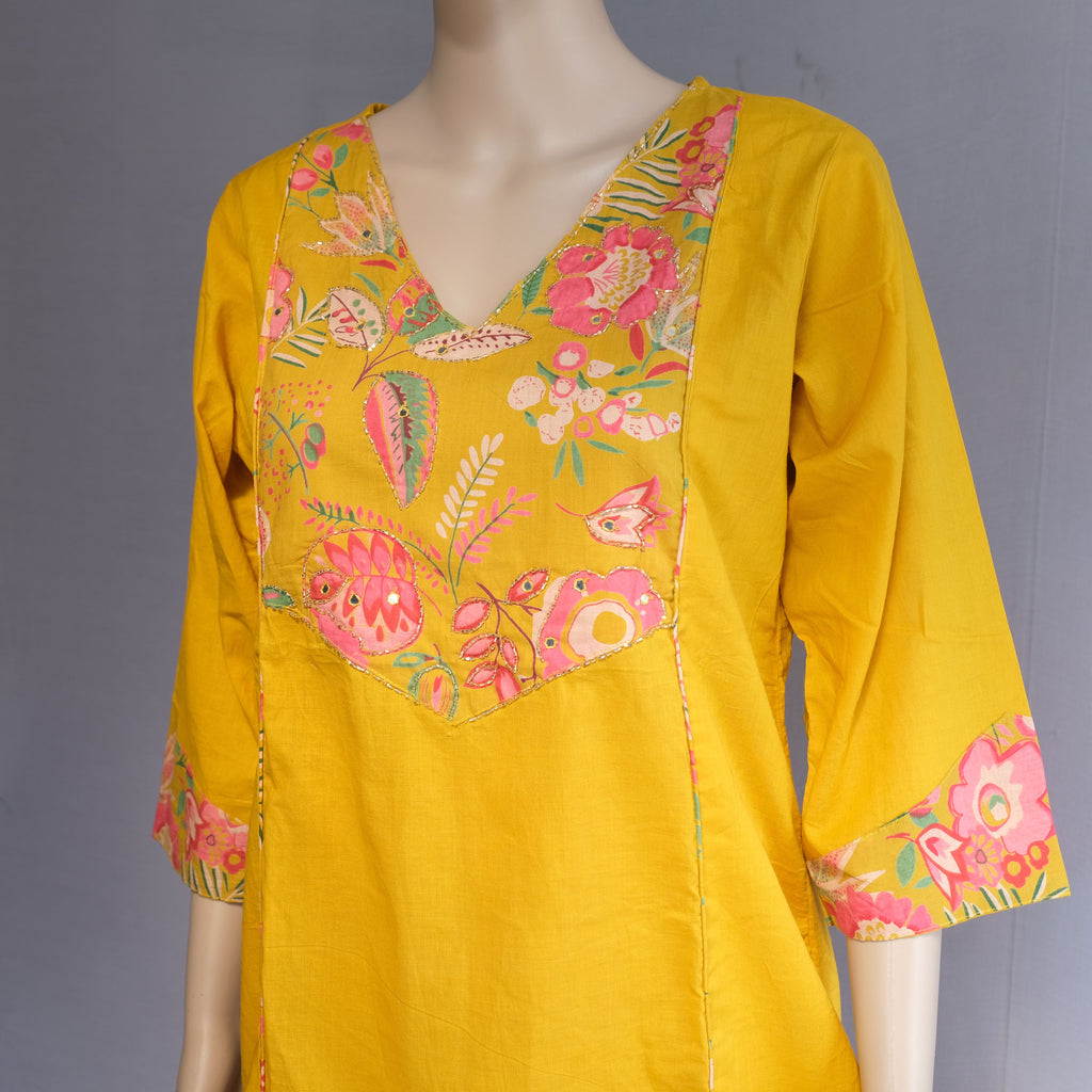 Three Piece Kurti Yellow