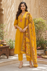 Three Piece Kurti Yellow