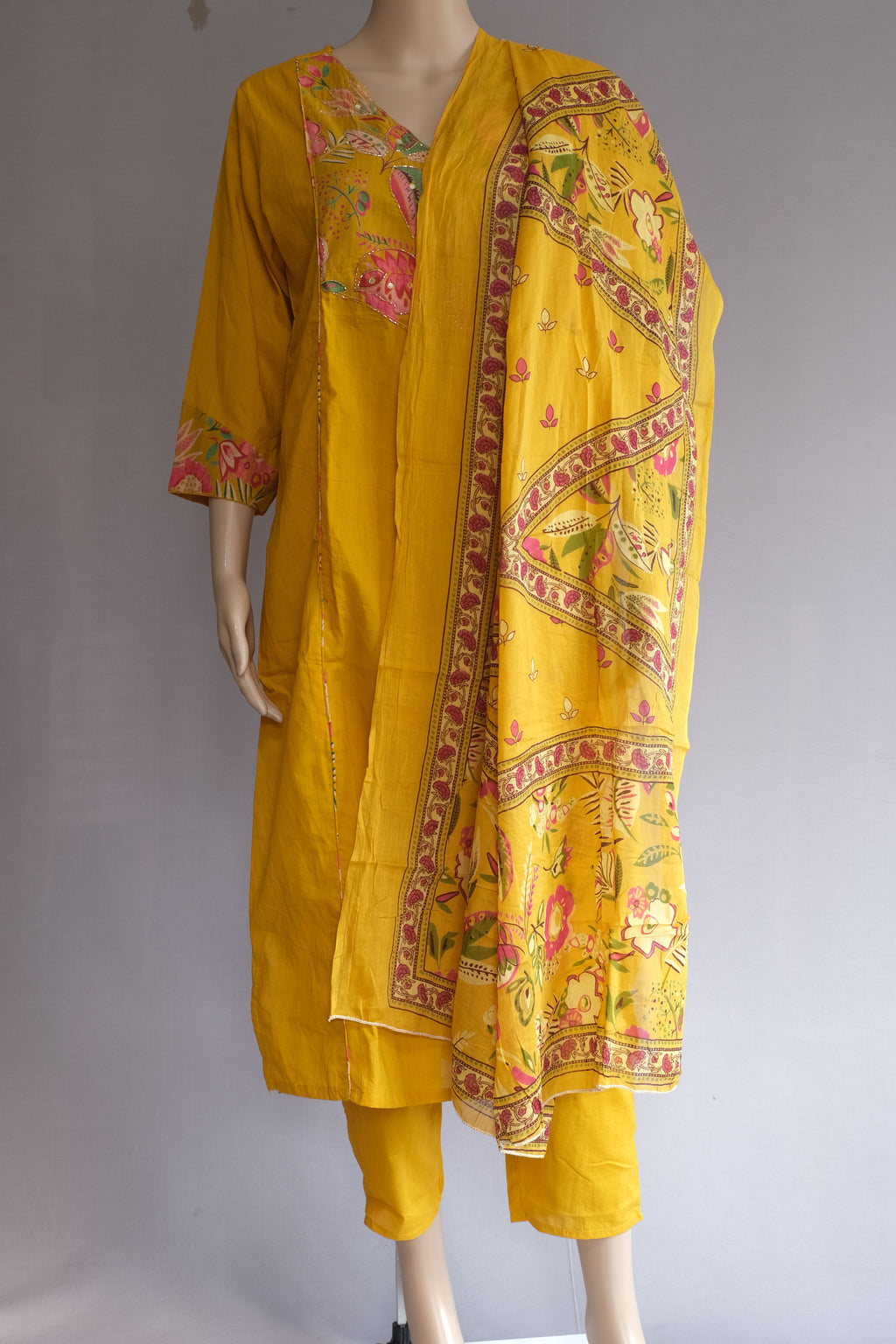 Three Piece Kurti Yellow