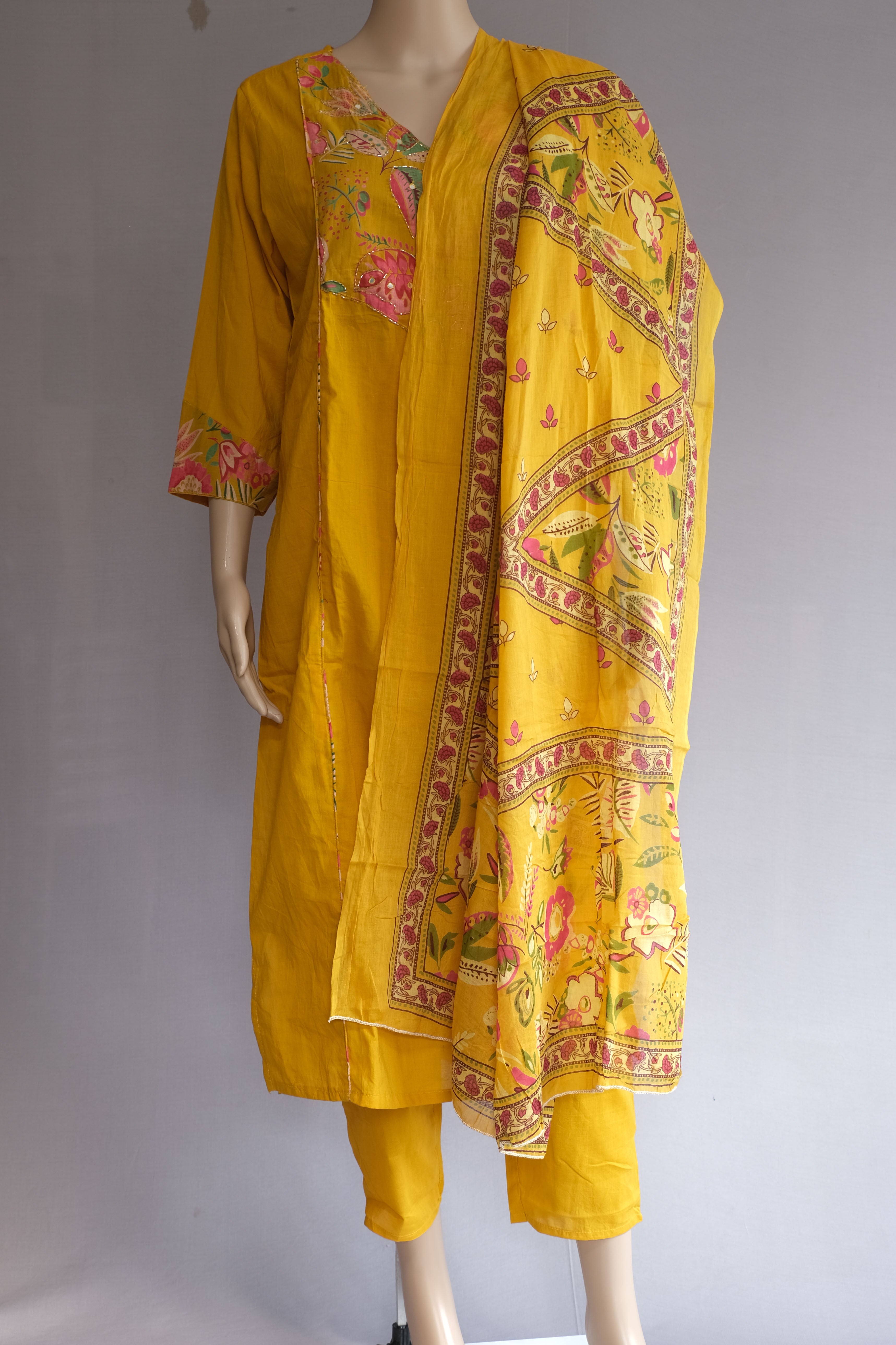 Three Piece Kurti Yellow