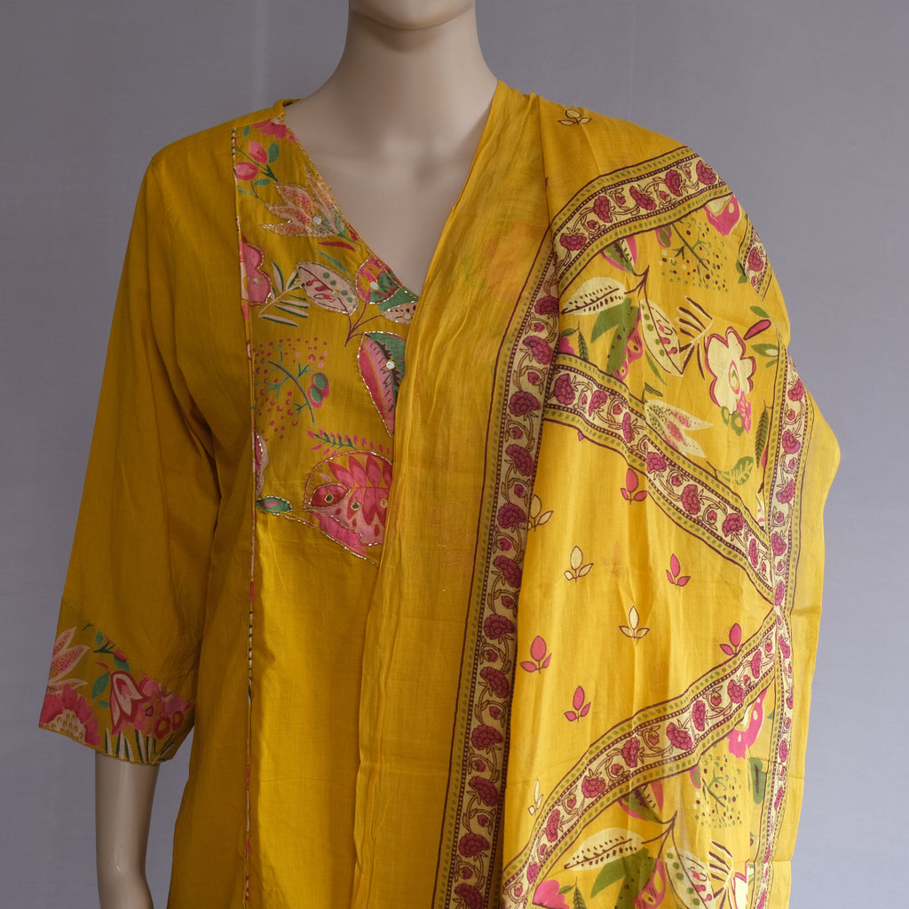 Three Piece Kurti Yellow