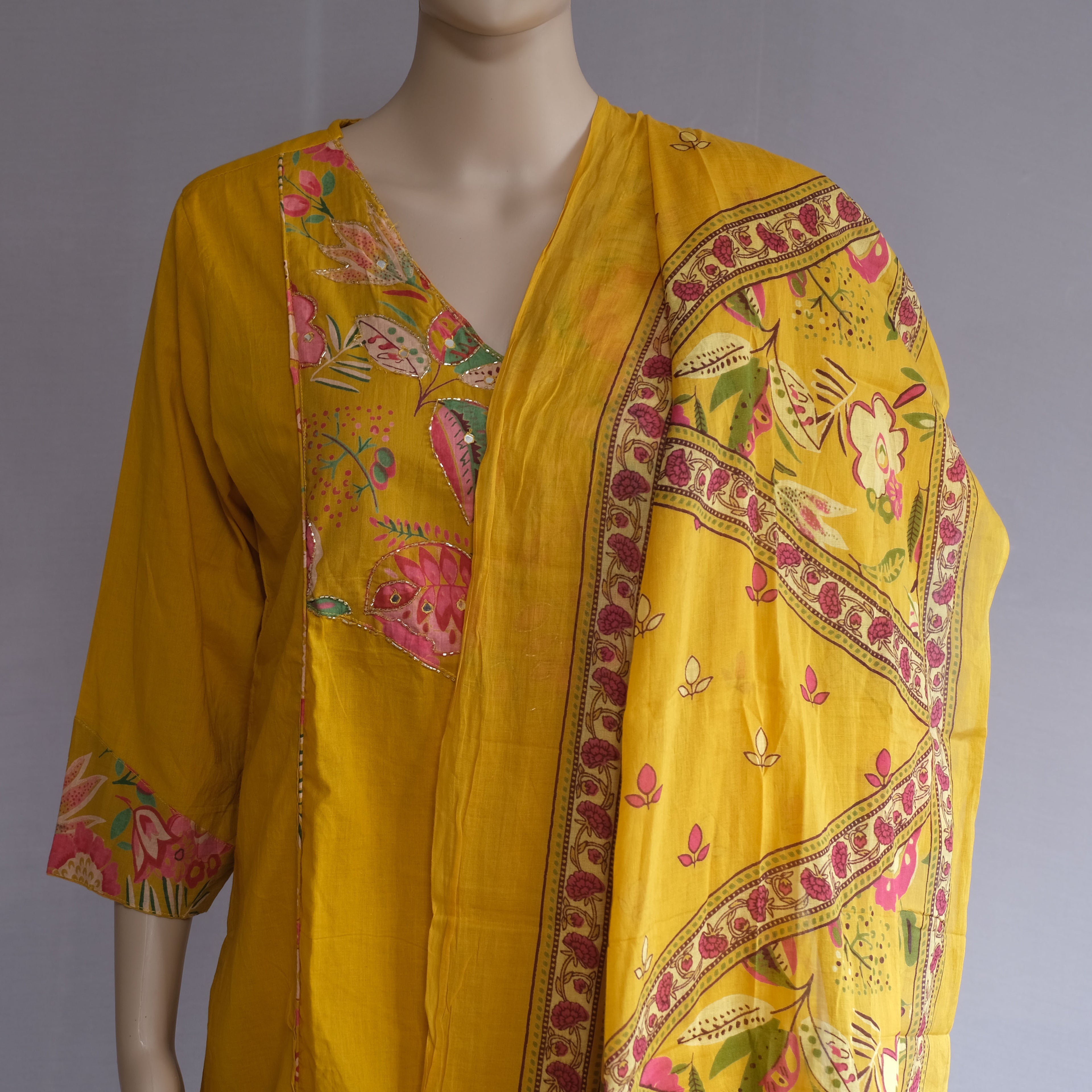 Three Piece Kurti Yellow