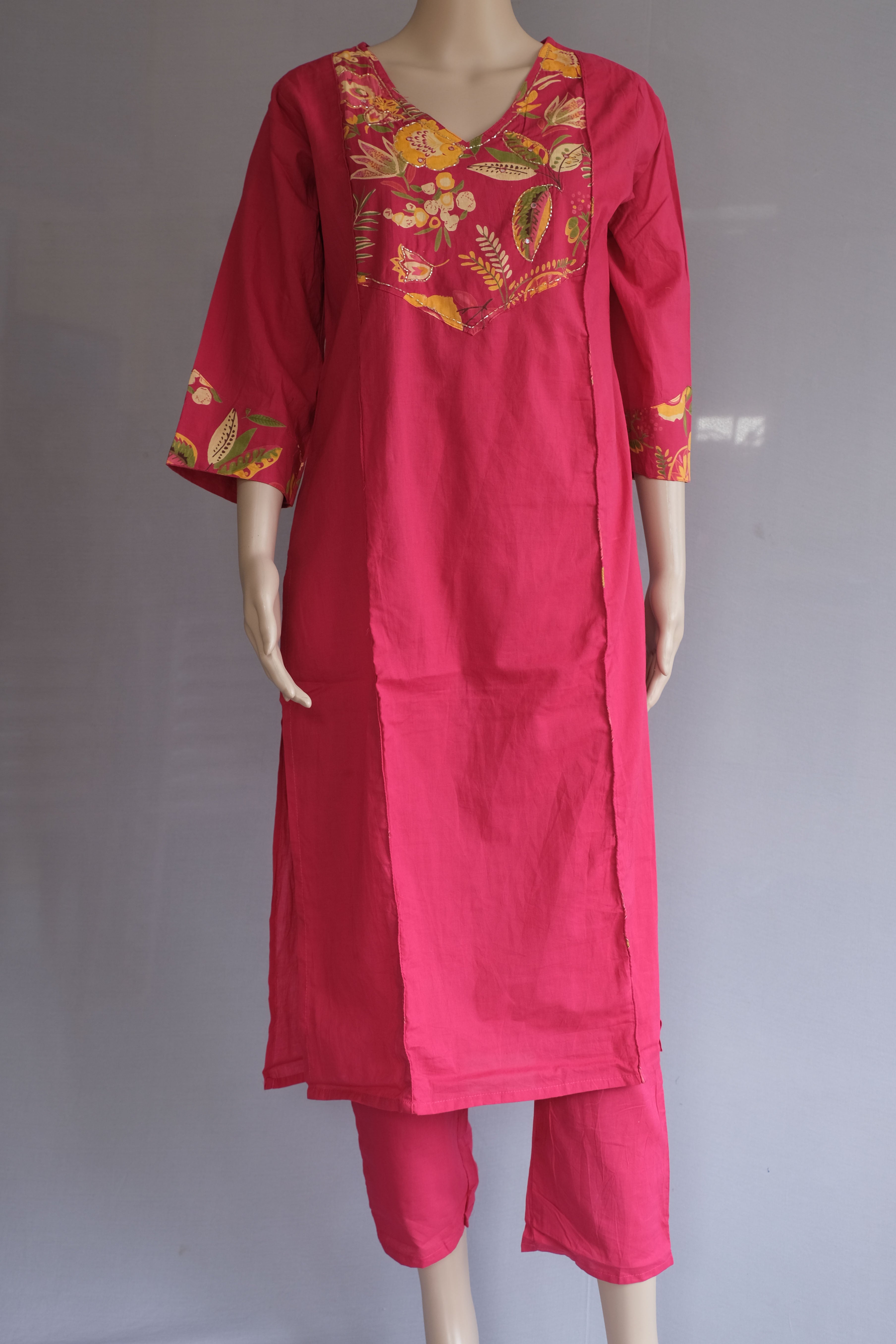 Three Piece Kurti Dark Pink