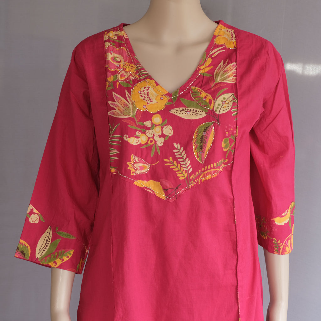 Three Piece Kurti Dark Pink