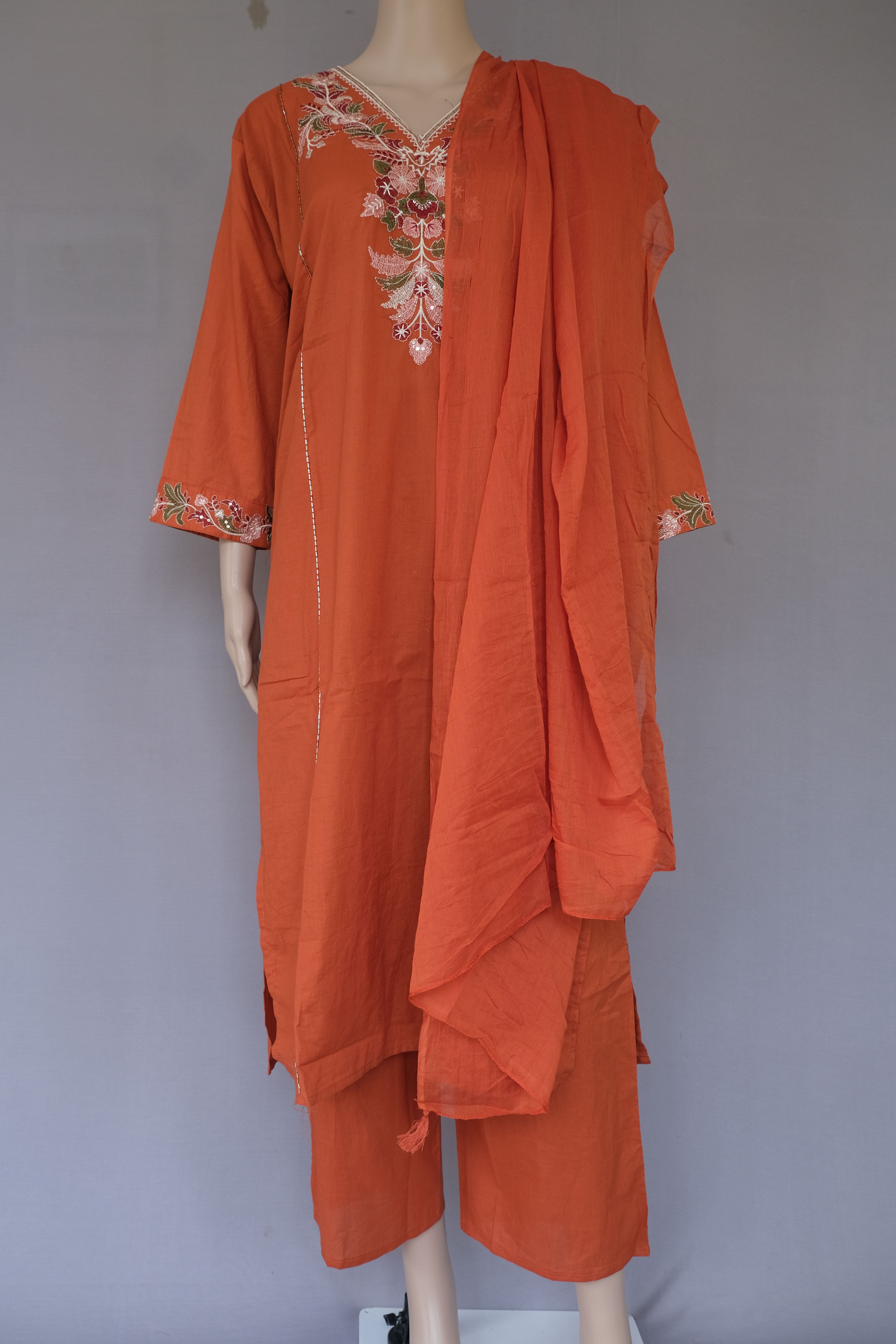 Three Piece Kurti Rust