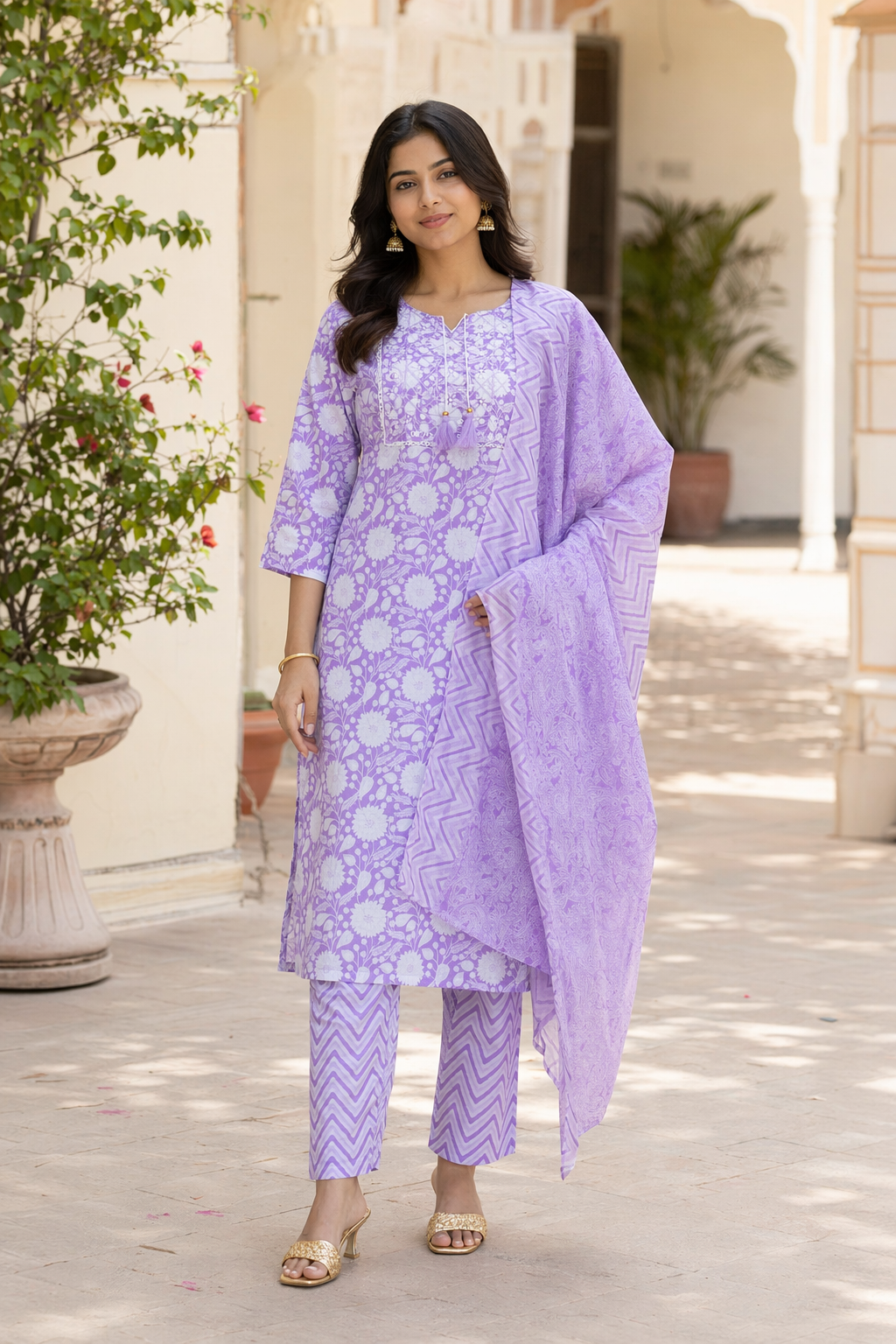 Three Piece Kurti Wild Lilac