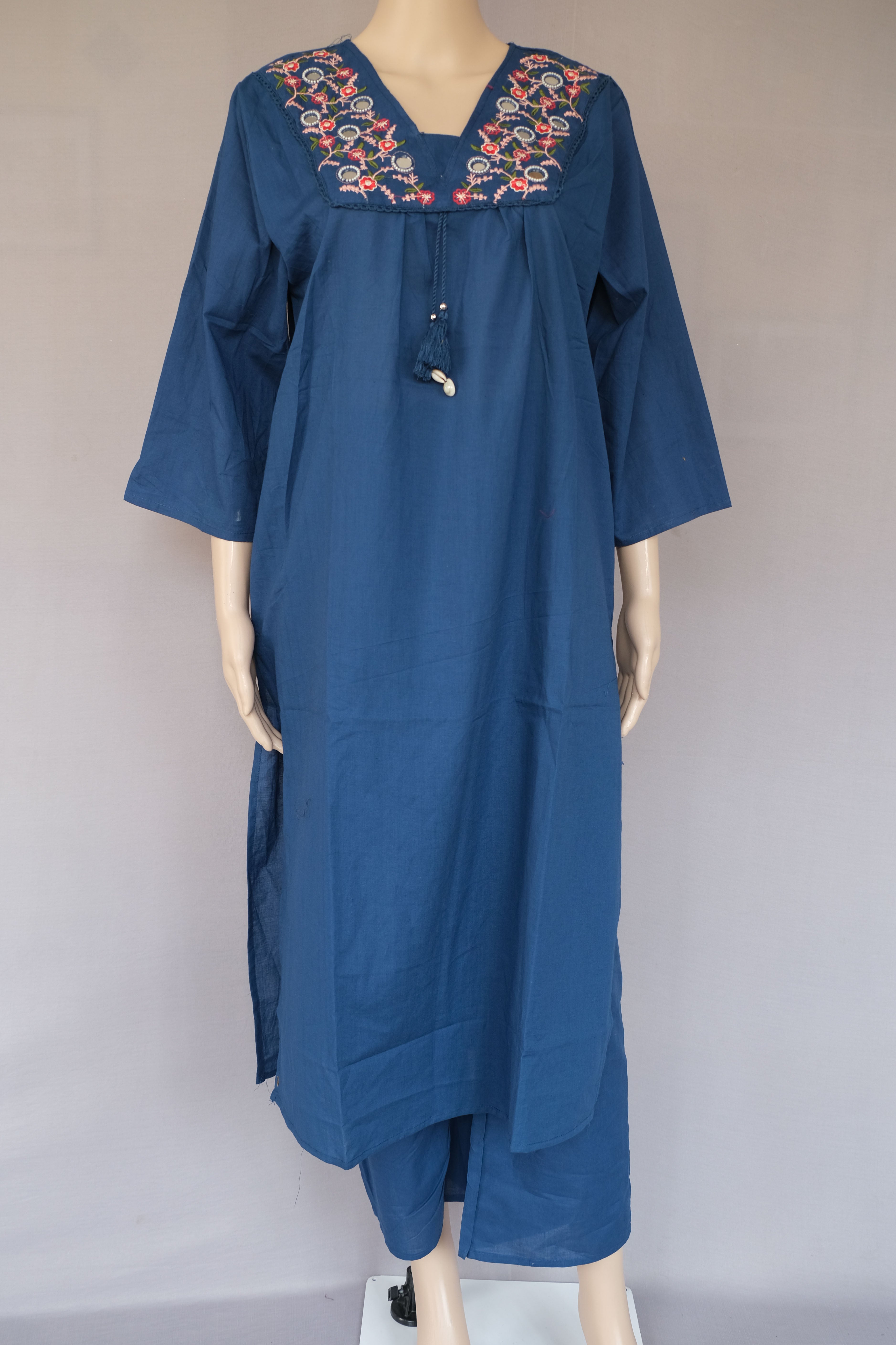 Three Piece Kurti Set Royal Blue