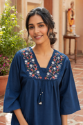 Three Piece Kurti Set Royal Blue
