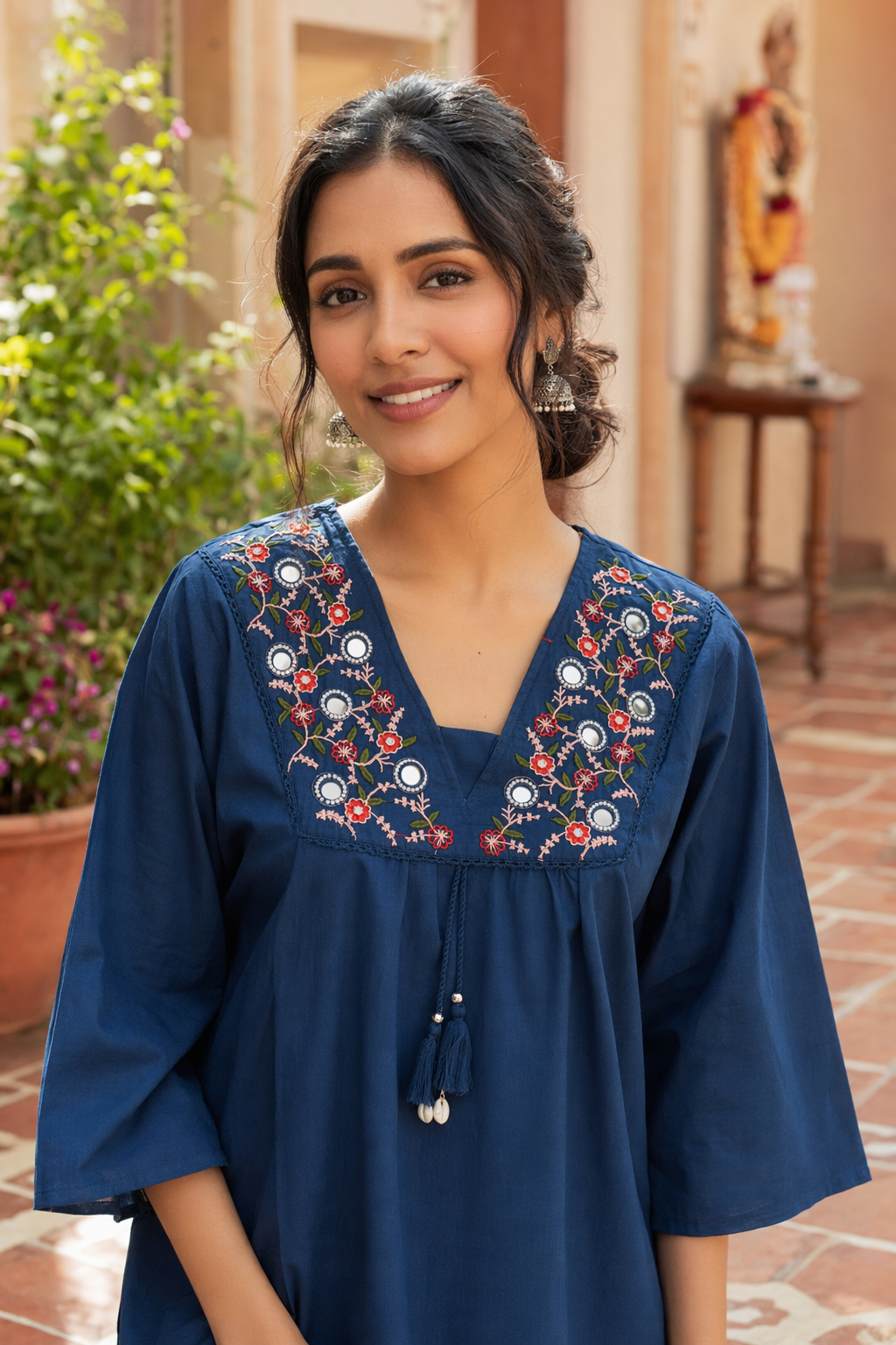 Three Piece Kurti Set Royal Blue