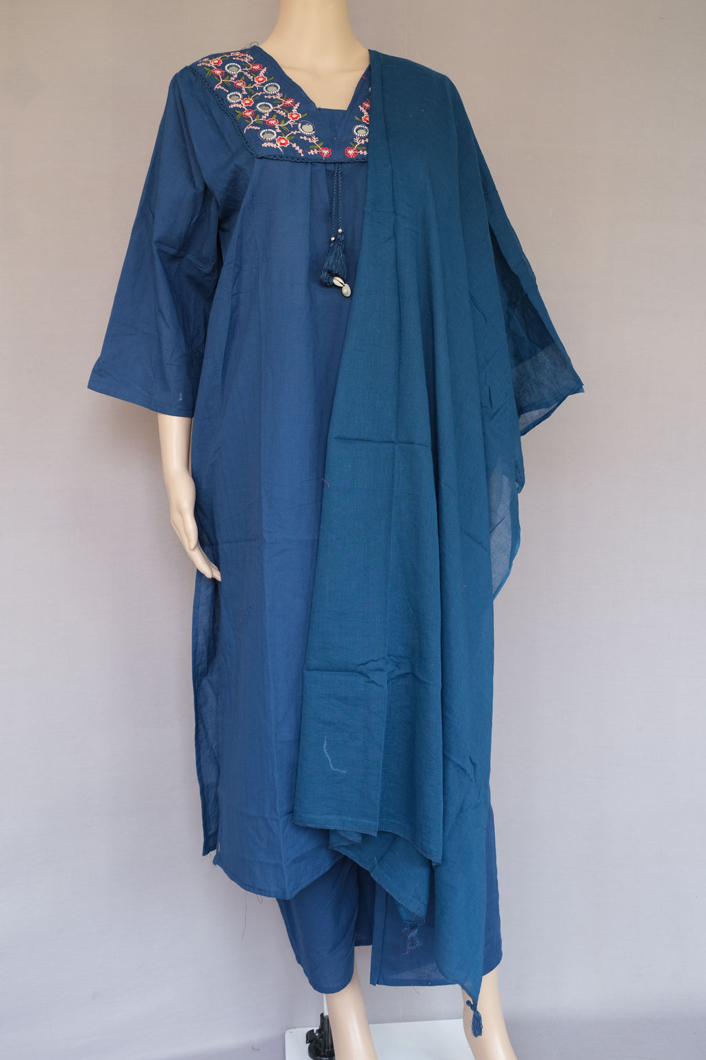 Three Piece Kurti Set Royal Blue