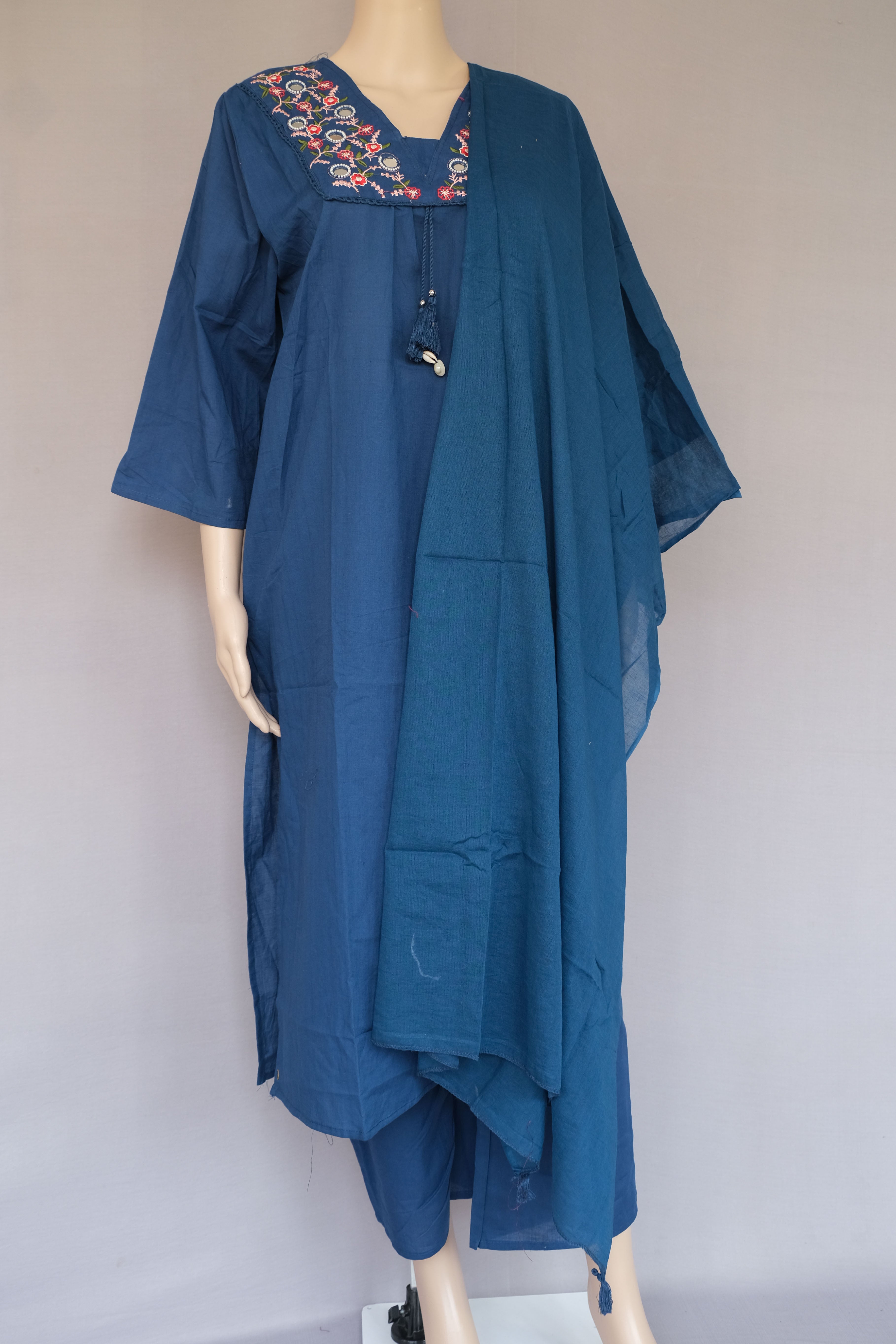 Three Piece Kurti Set Royal Blue