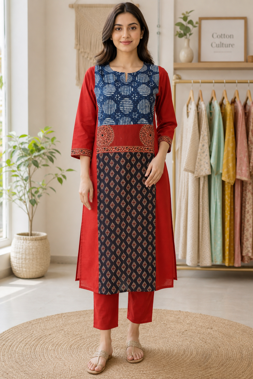 Three Piece Kurti Red