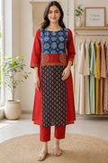 Three Piece Kurti Red