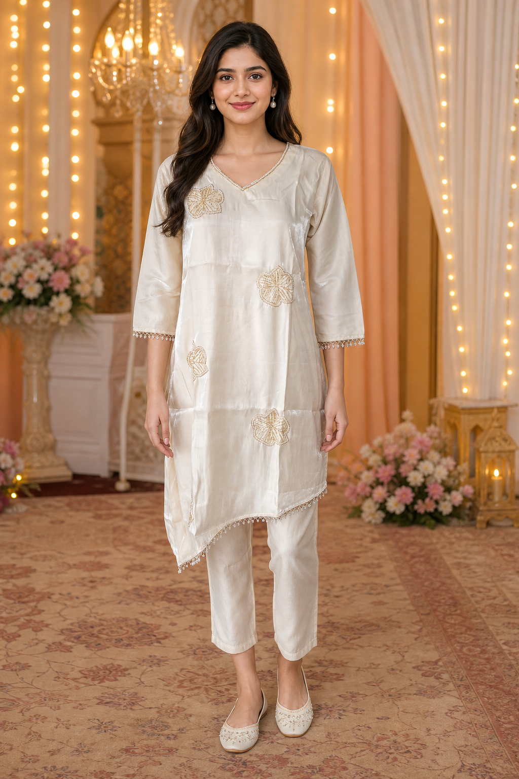 Two Piece Corset Kurti Off White