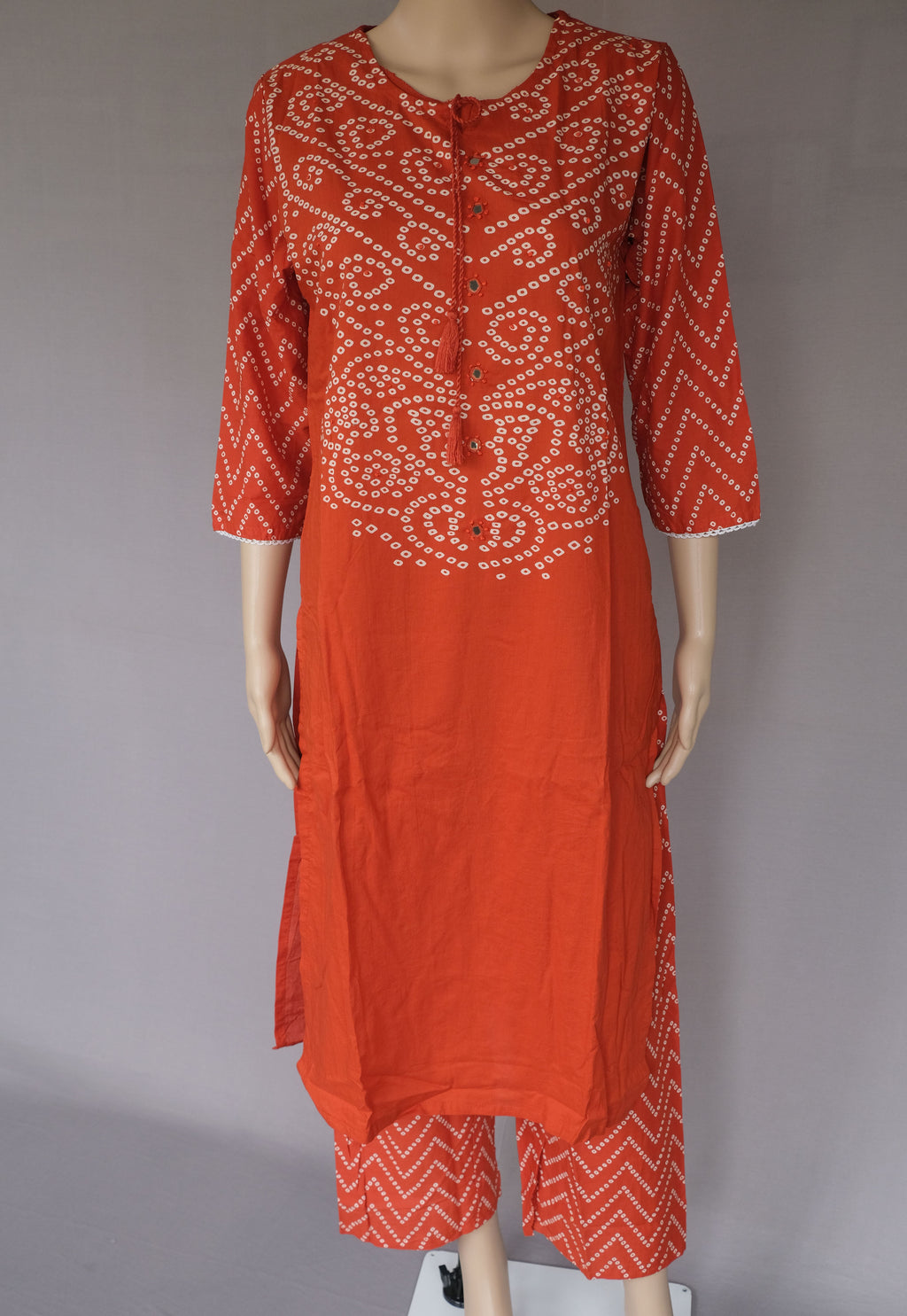 Three Piece Kurti Bandhni Rust