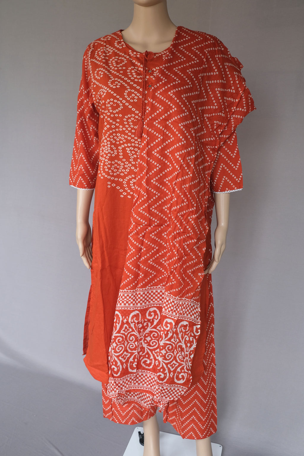 Three Piece Kurti Bandhni Rust