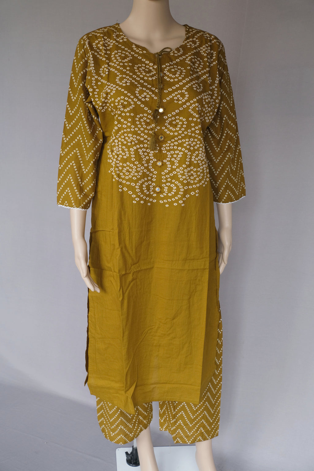 Three Piece Kurti Bandhni Rust