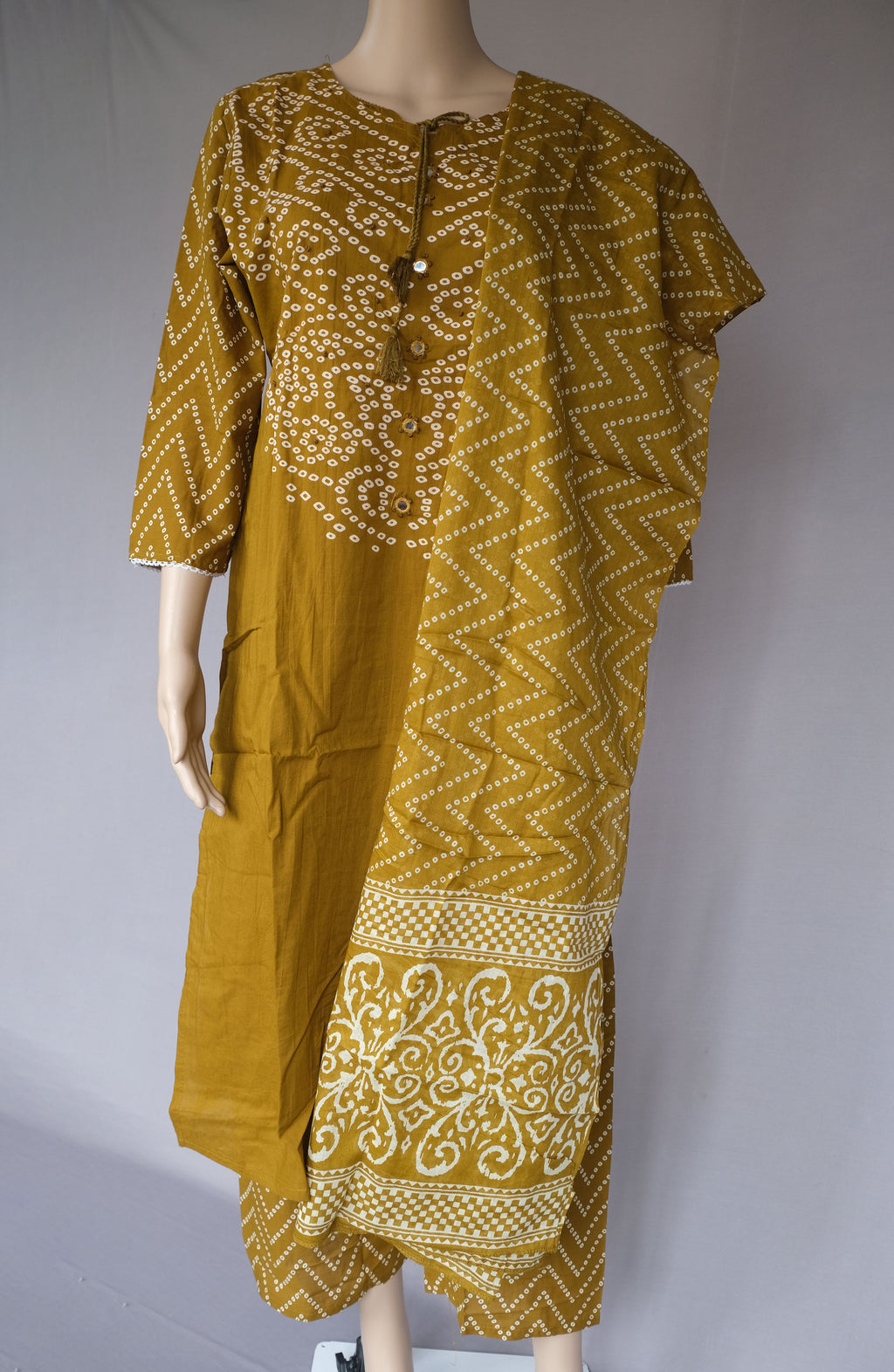 Three Piece Kurti Bandhni Rust