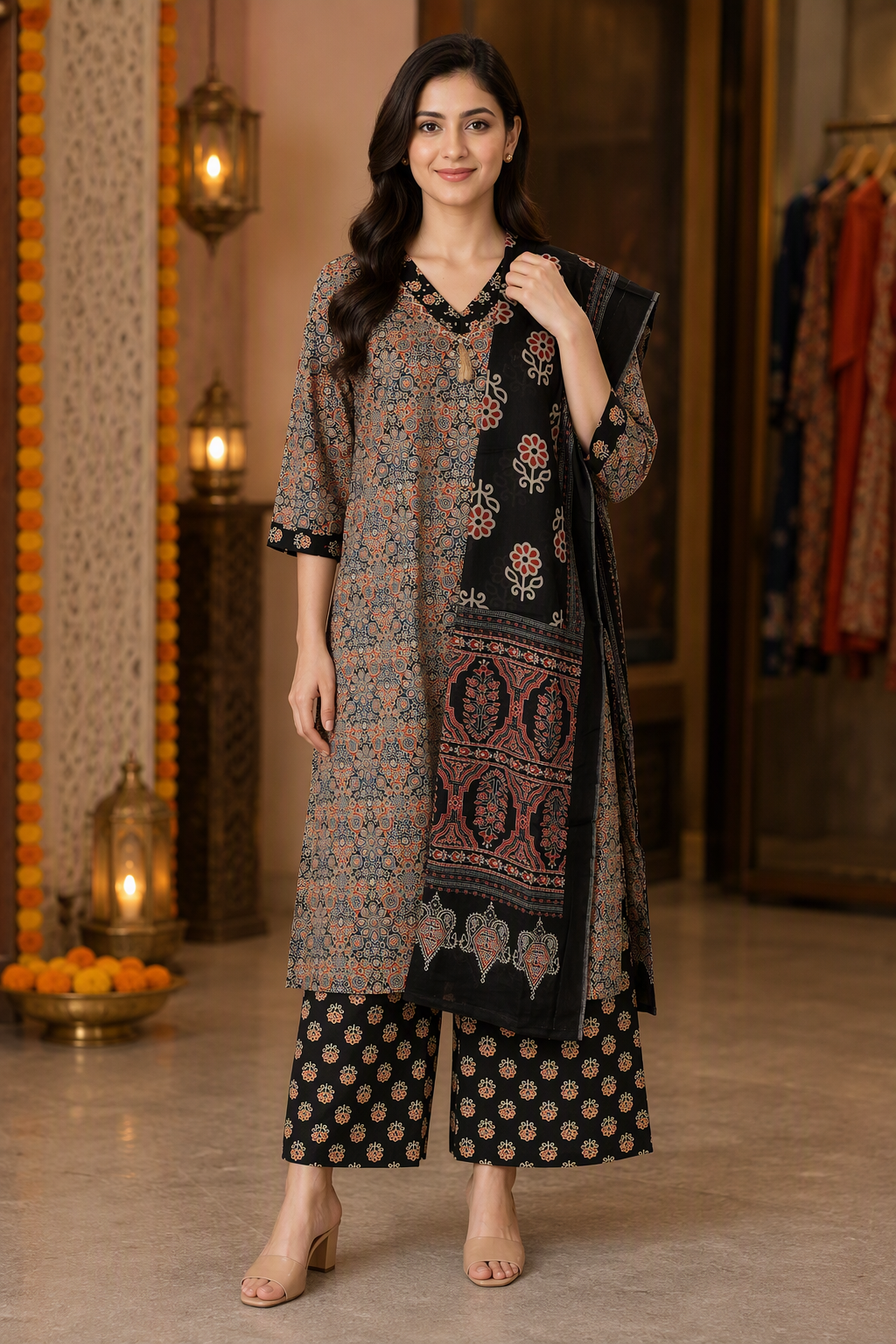 Three Piece Kurti Ajrok