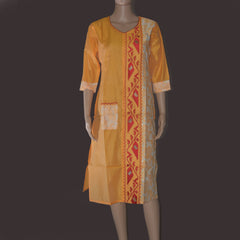 Yellow Kurti with Jamdani Work (MM Brand)