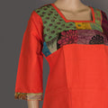 Orange Top with Applique and Kantha Stitch