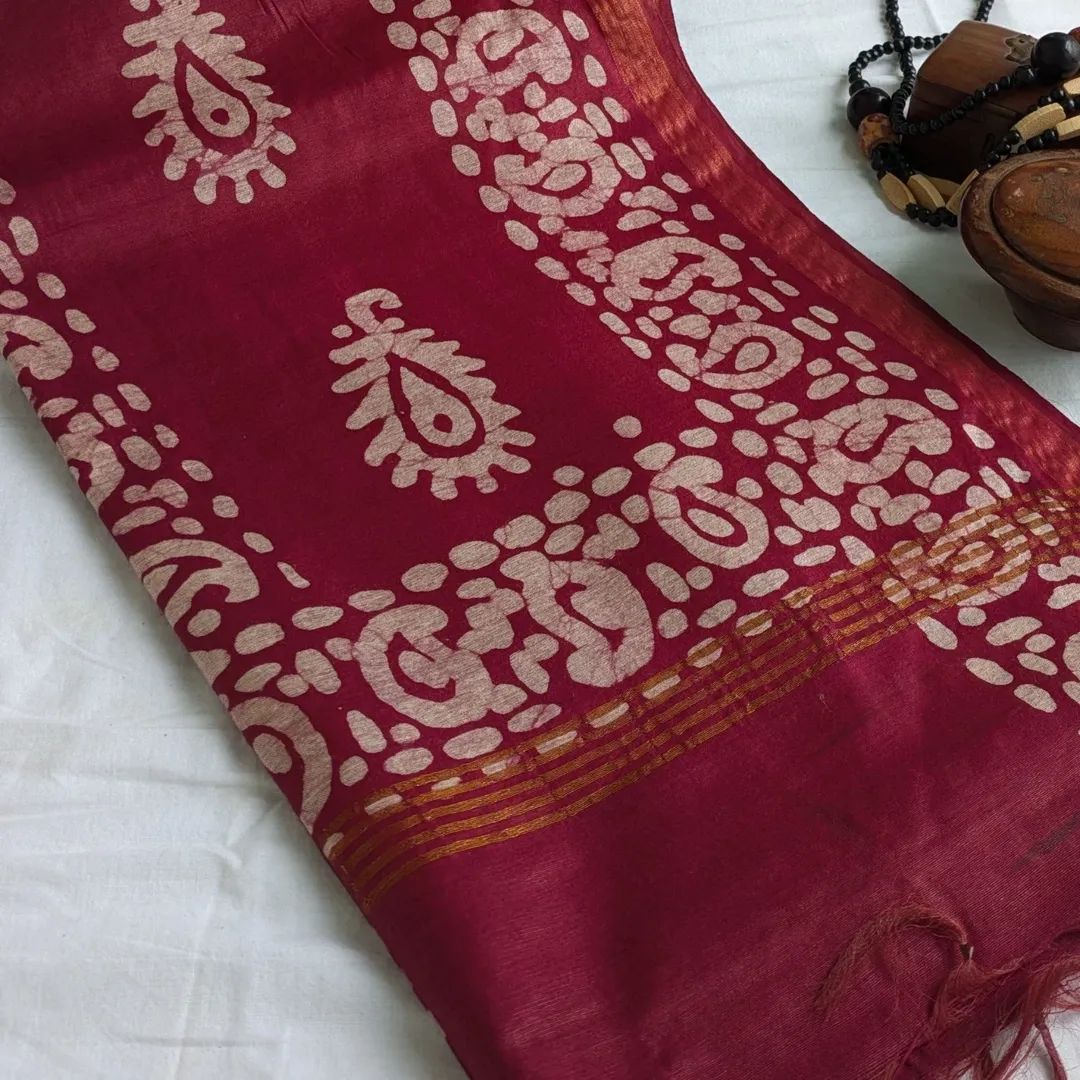 Batik Chanderi Sari with Blouse piece