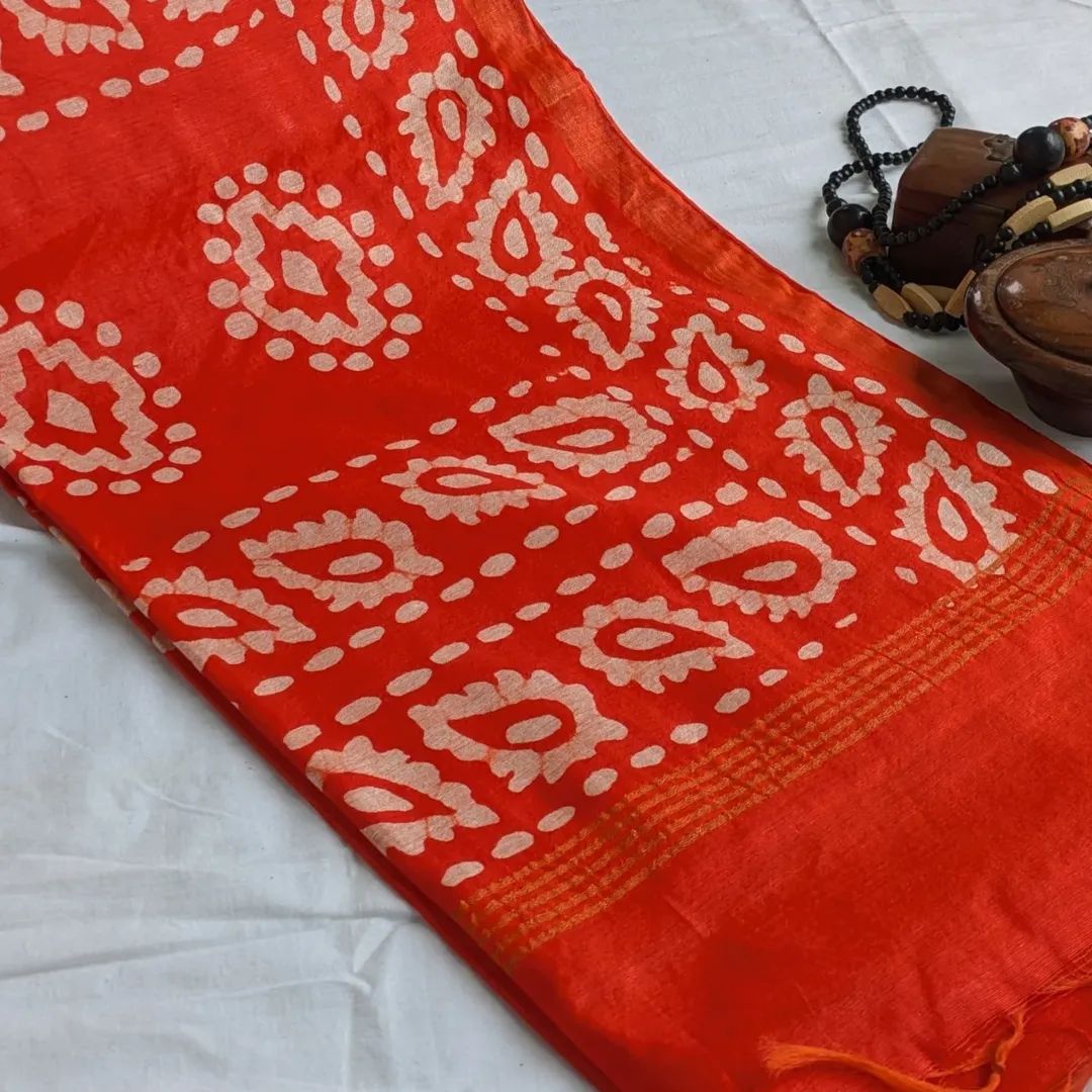 Batik Chanderi Sari with Blouse piece
