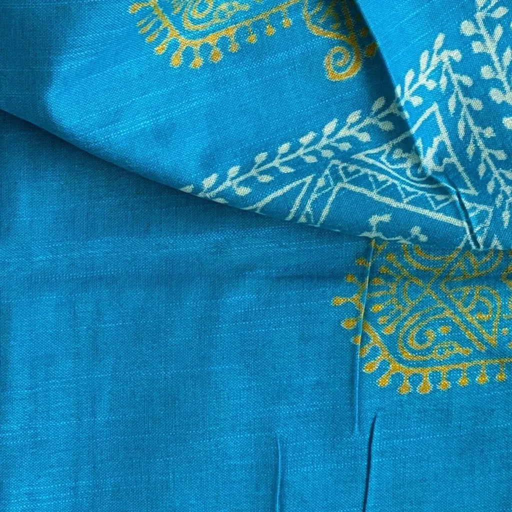 Linen Block Print Sari with Blouse Piece