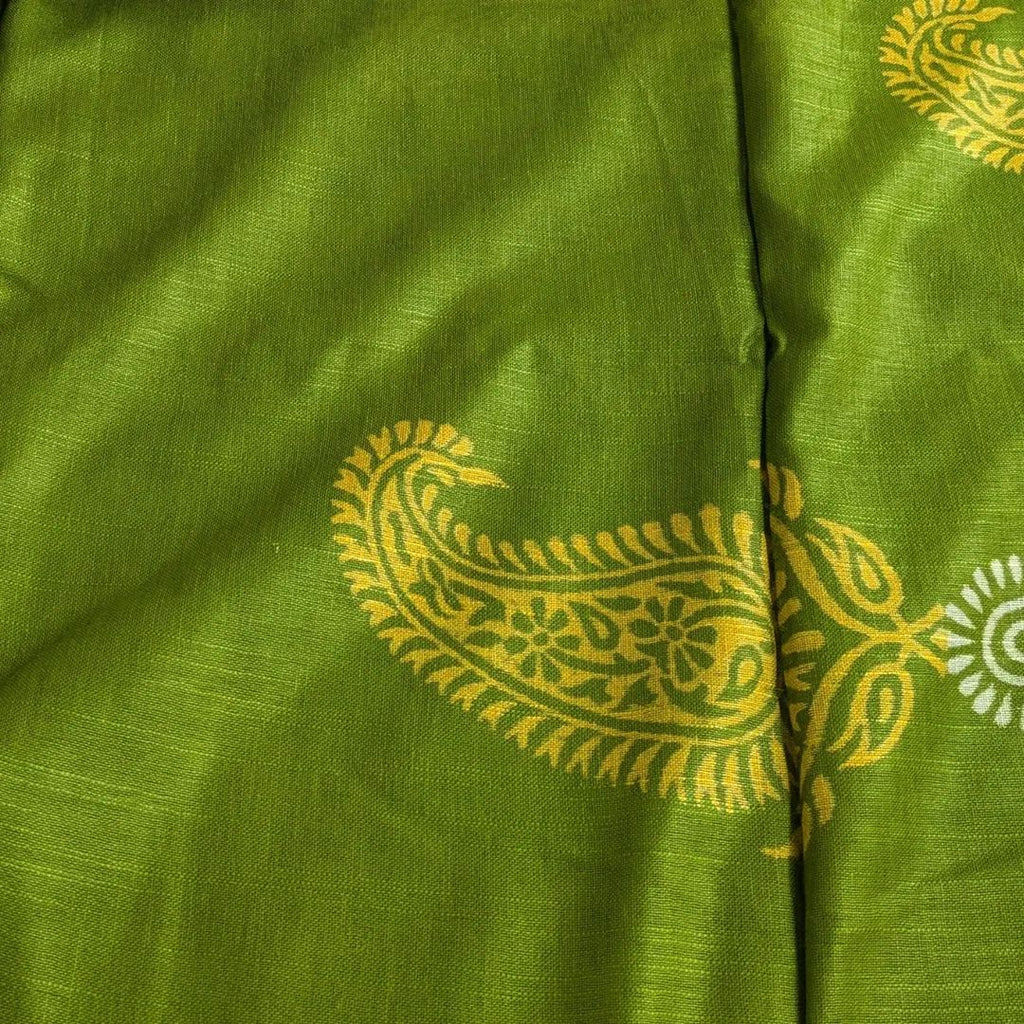 Linen Block Print Sari with Blouse Piece