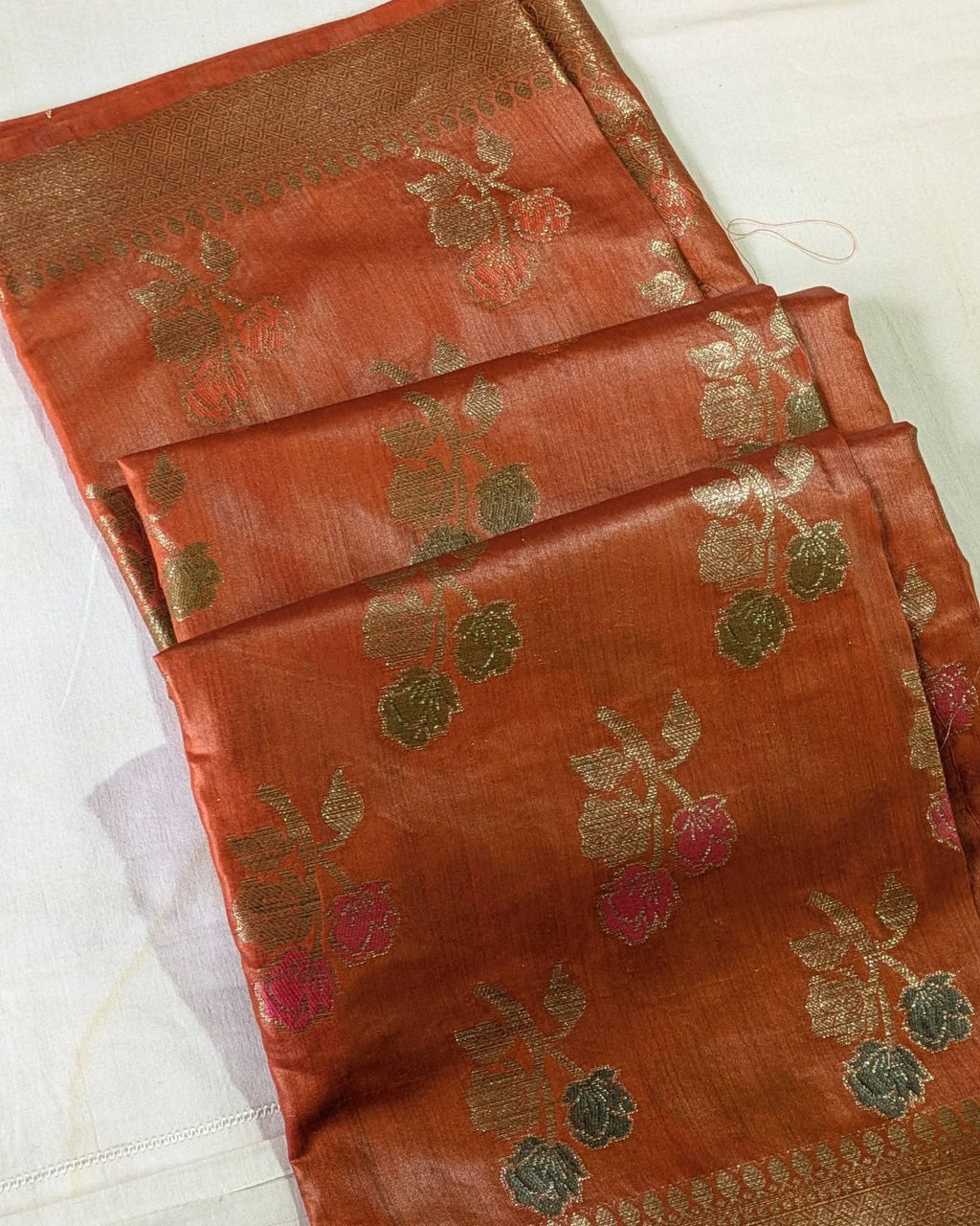 Tussar Muga Benarasi Sari Orange