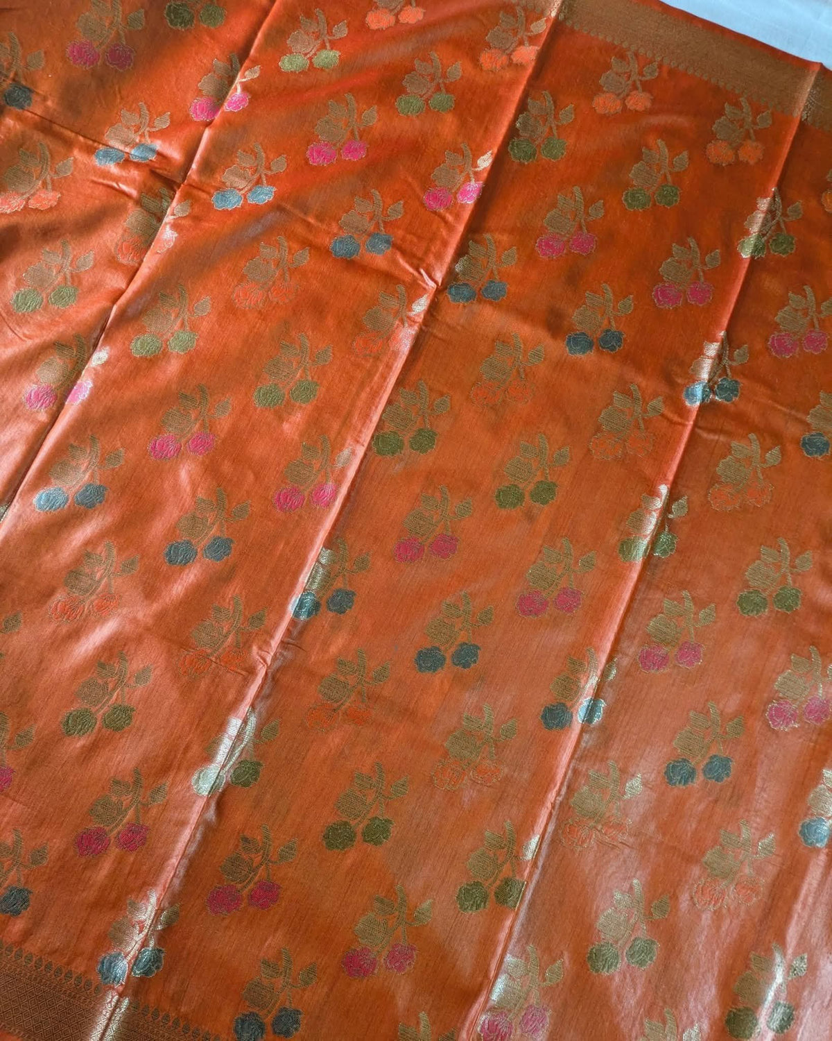 Tussar Muga Benarasi Sari Orange