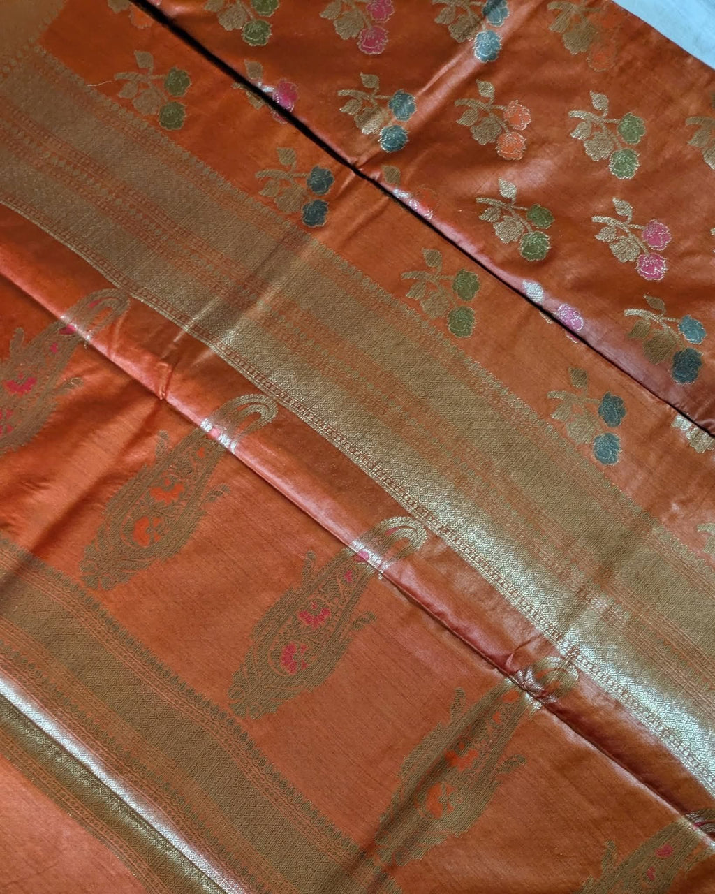 Tussar Muga Benarasi Sari Orange