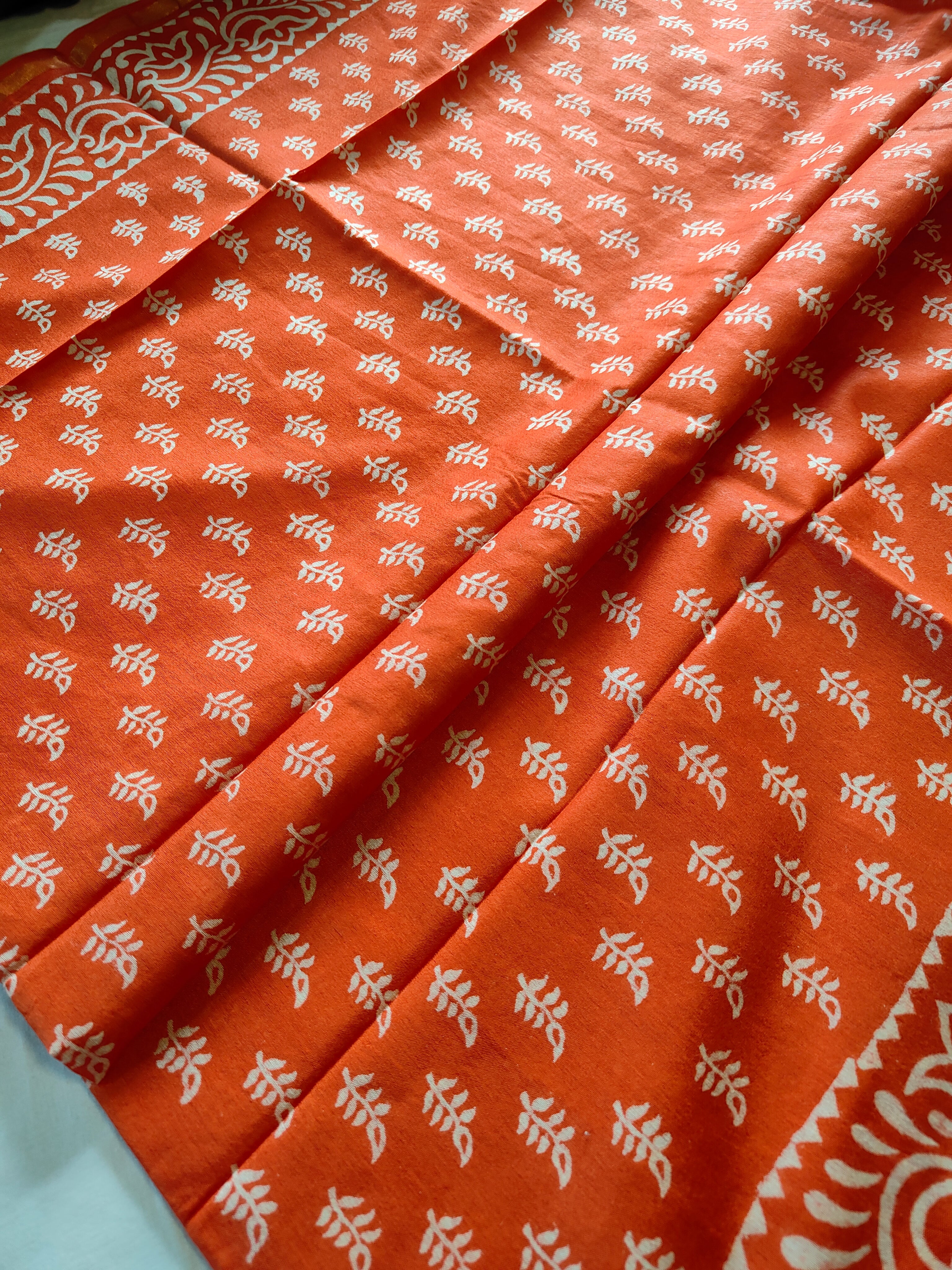 Chanderi Block Print Sari with Blouse Piece